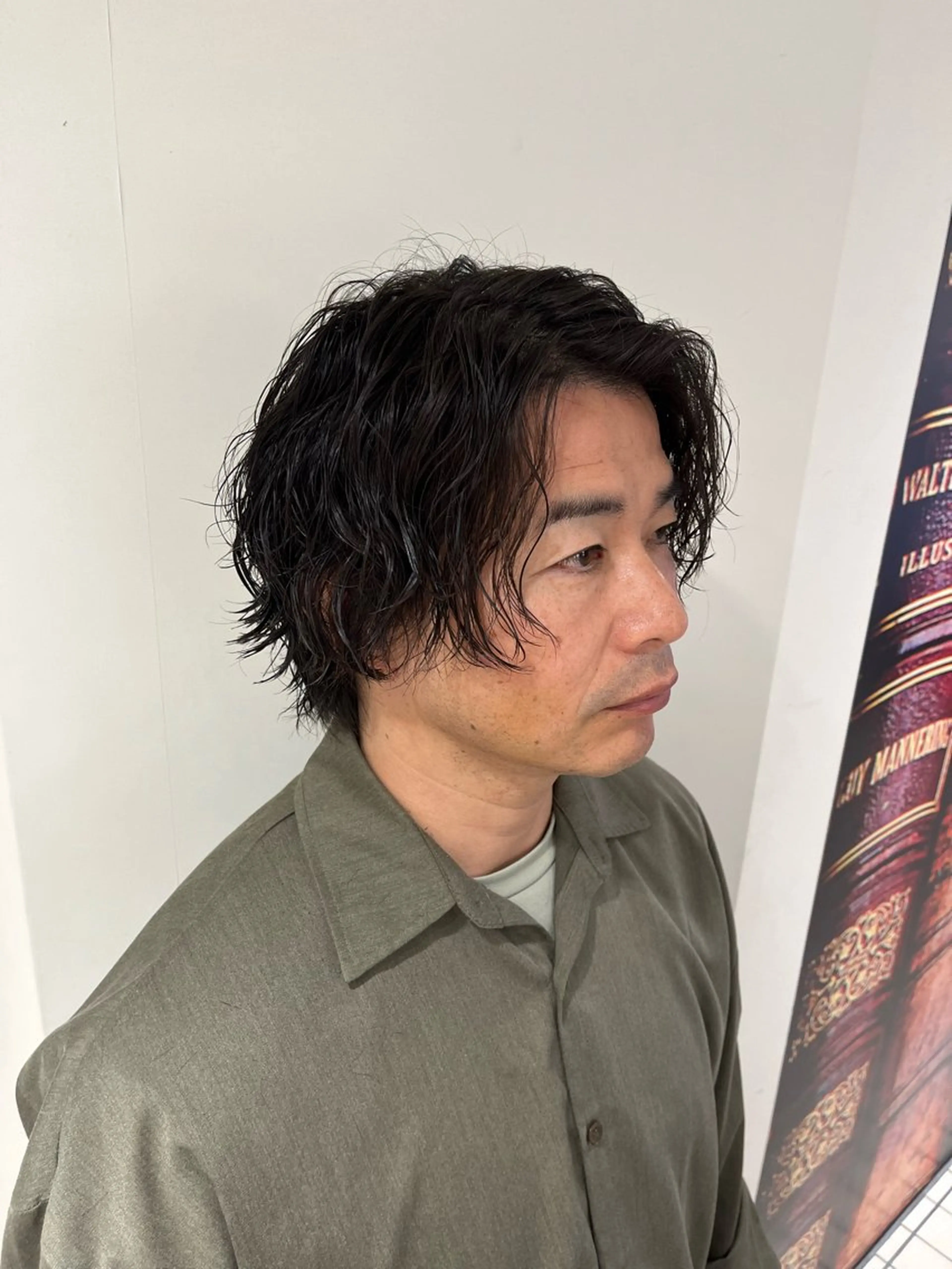 ミディアム パーマ メンズ カット パーマ 橋本 琉磨のヘアスタイル