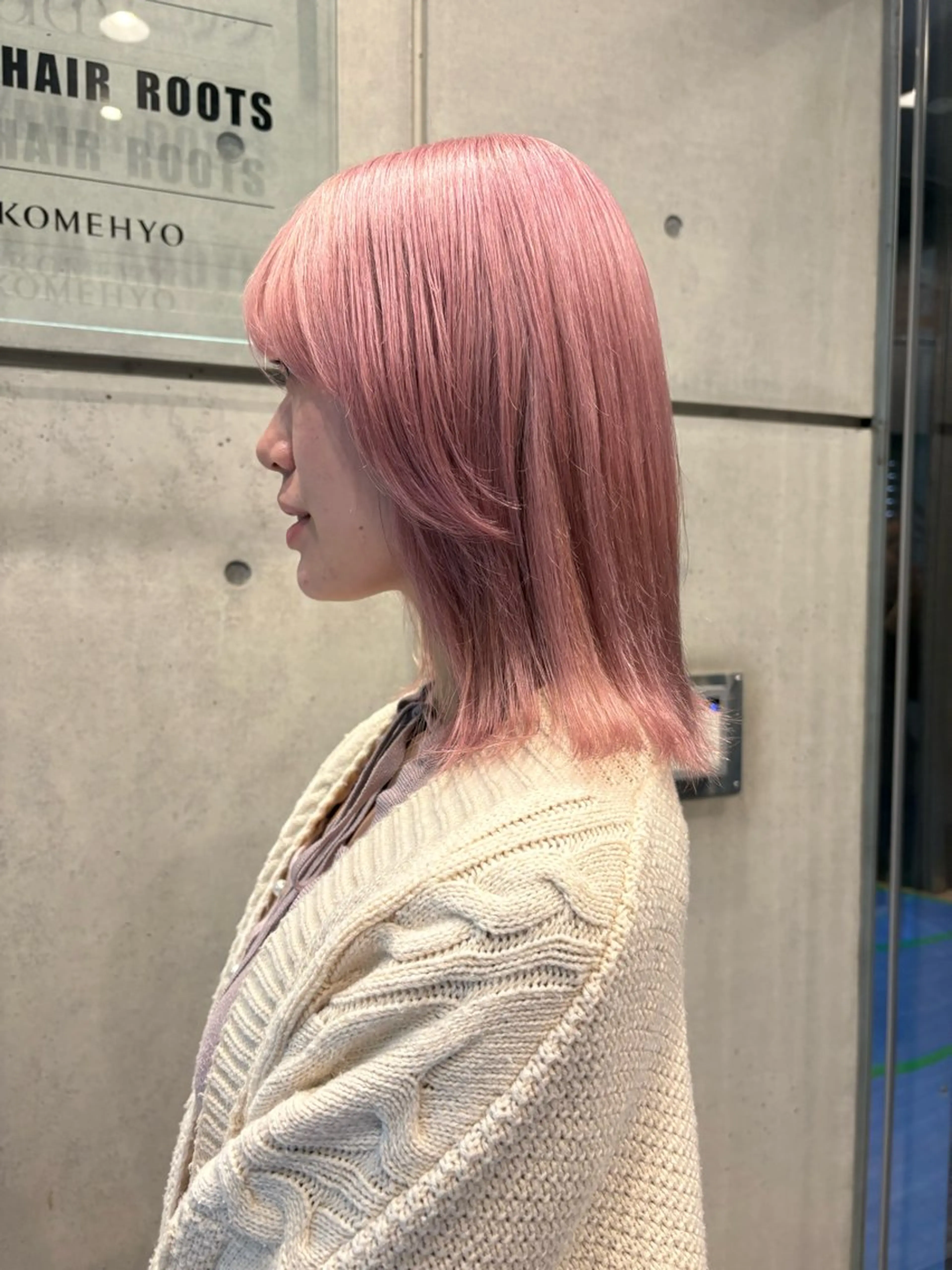 ミディアム カラー ピンクカラー 暖色カラーワンカラー ななほ🌷⋆⭒˚のヘアスタイル