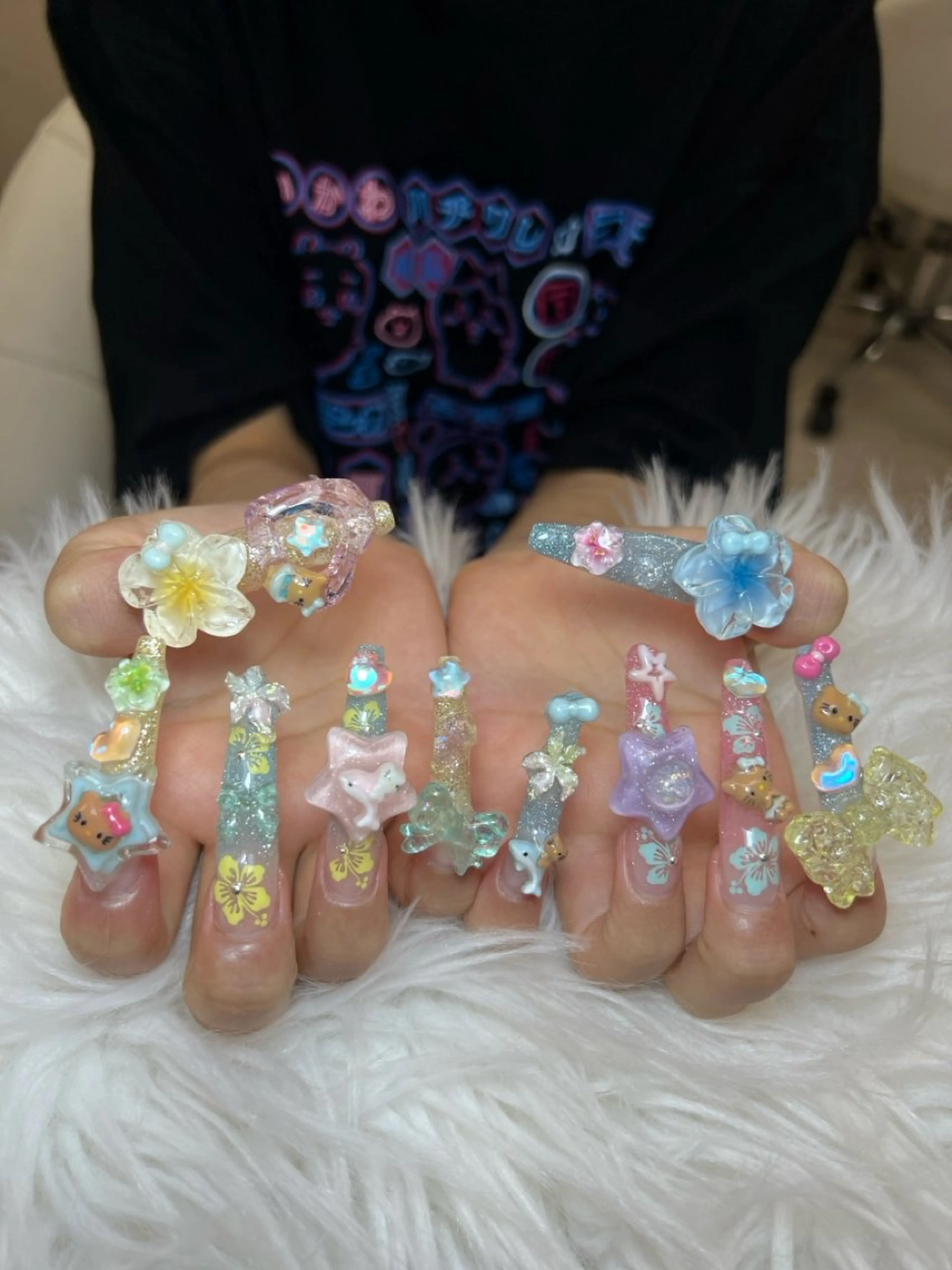 ネイル アートネイル オーロラネイル チークネイル 長さ出し フットネイル Noiranail_ studio川越西口のネイルデザイン