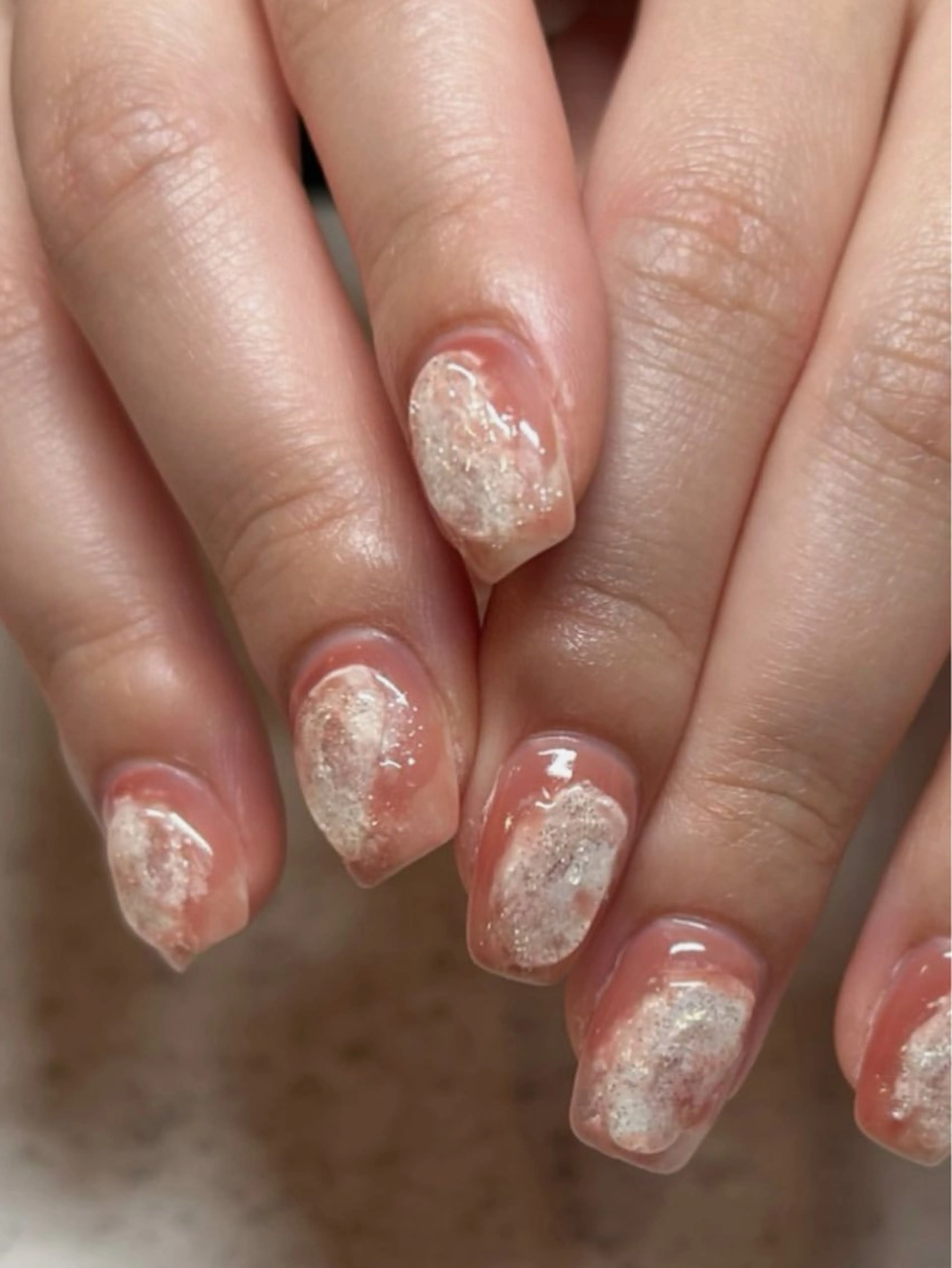 ネイル アートネイル ニュアンスネイル ピンク ぷっくりネイル talo .のネイルデザイン