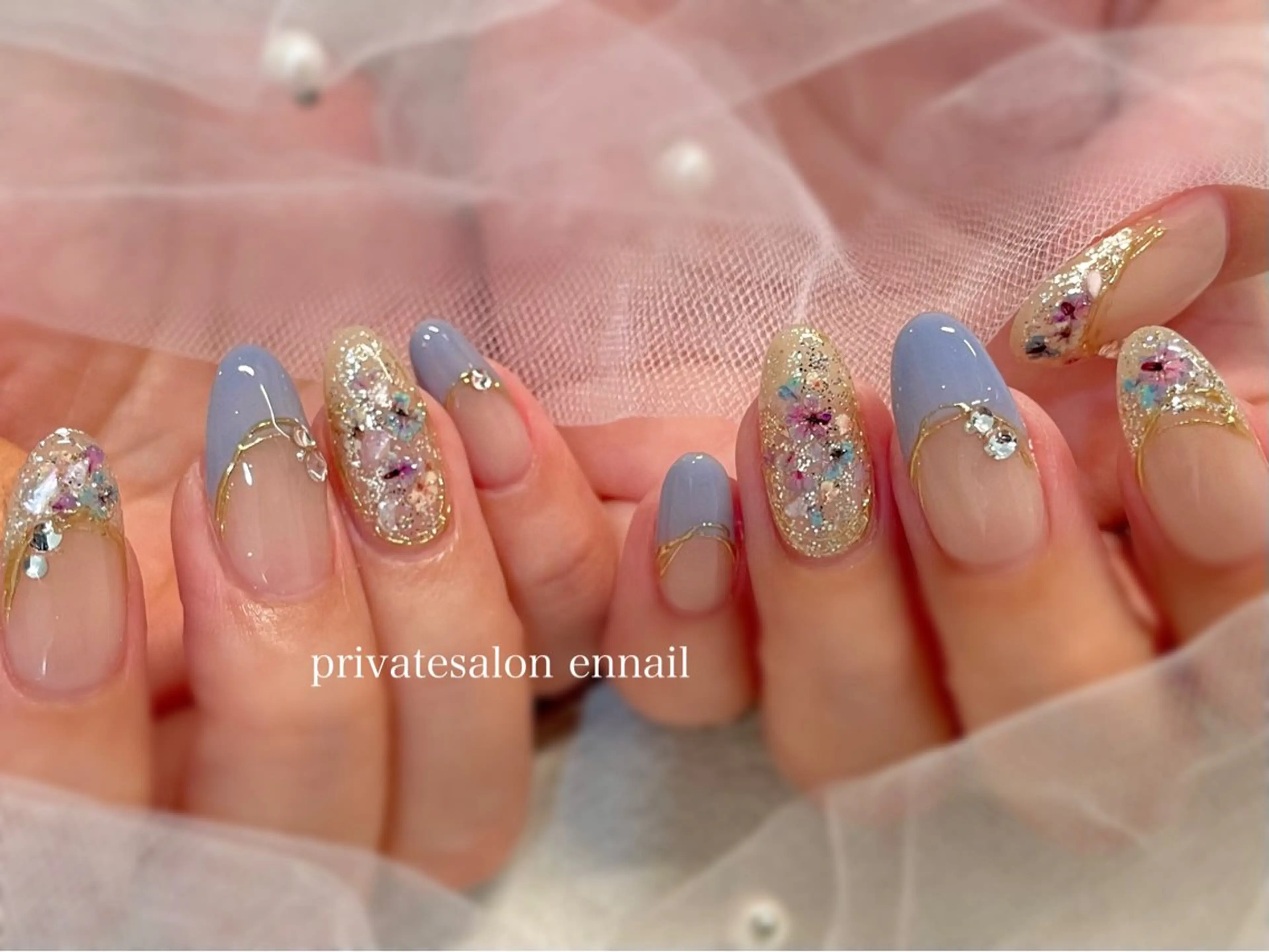 ネイル フラッシュネイル ジェルネイル キラキラネイル 韓国ネイル ロングネイル ハンドネイル en nail  心斎橋のネイルデザイン