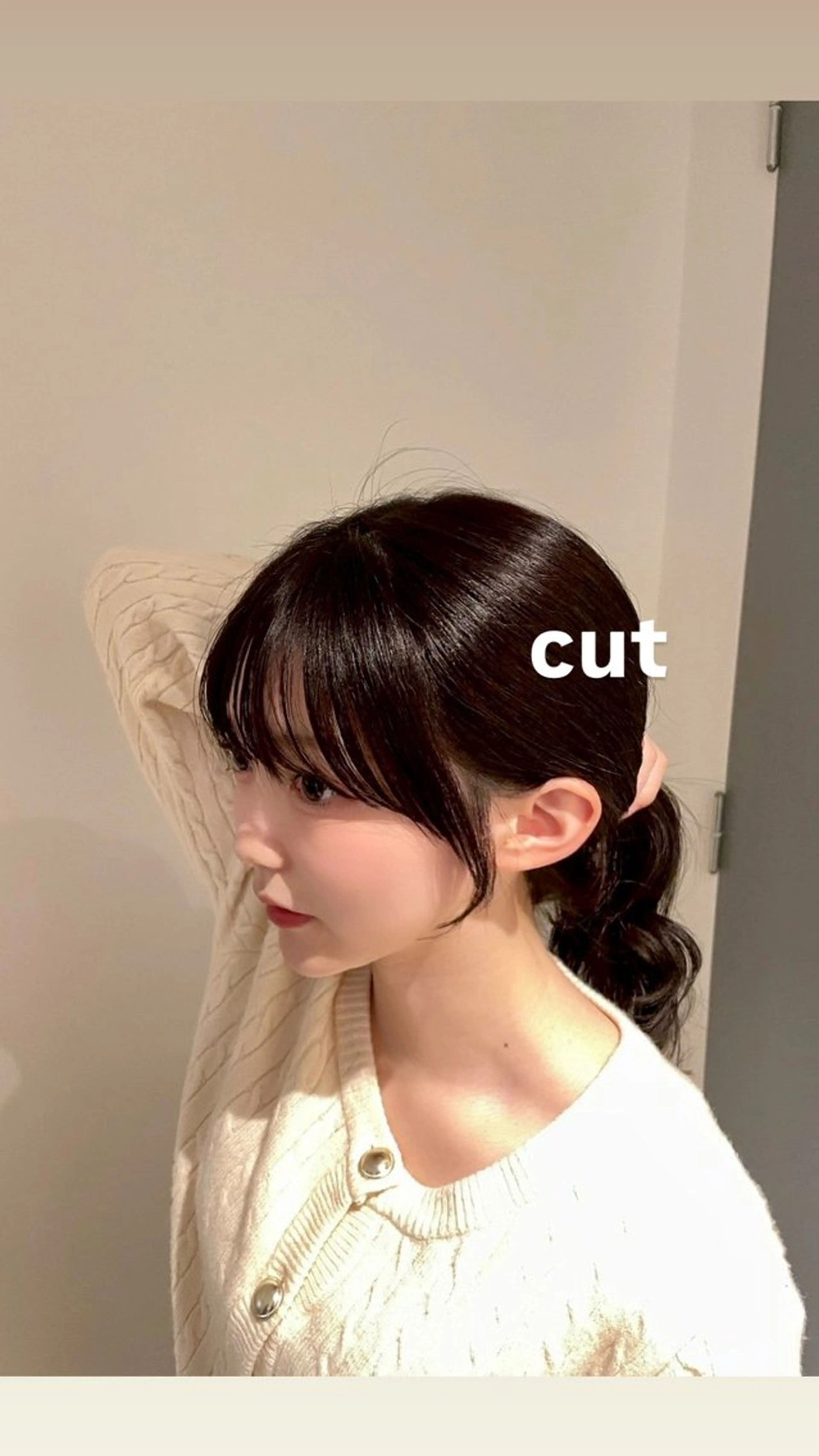 ミディアム カット トリートメント ブリーチなしカラー/ 顔周りレイヤーのヘアスタイル