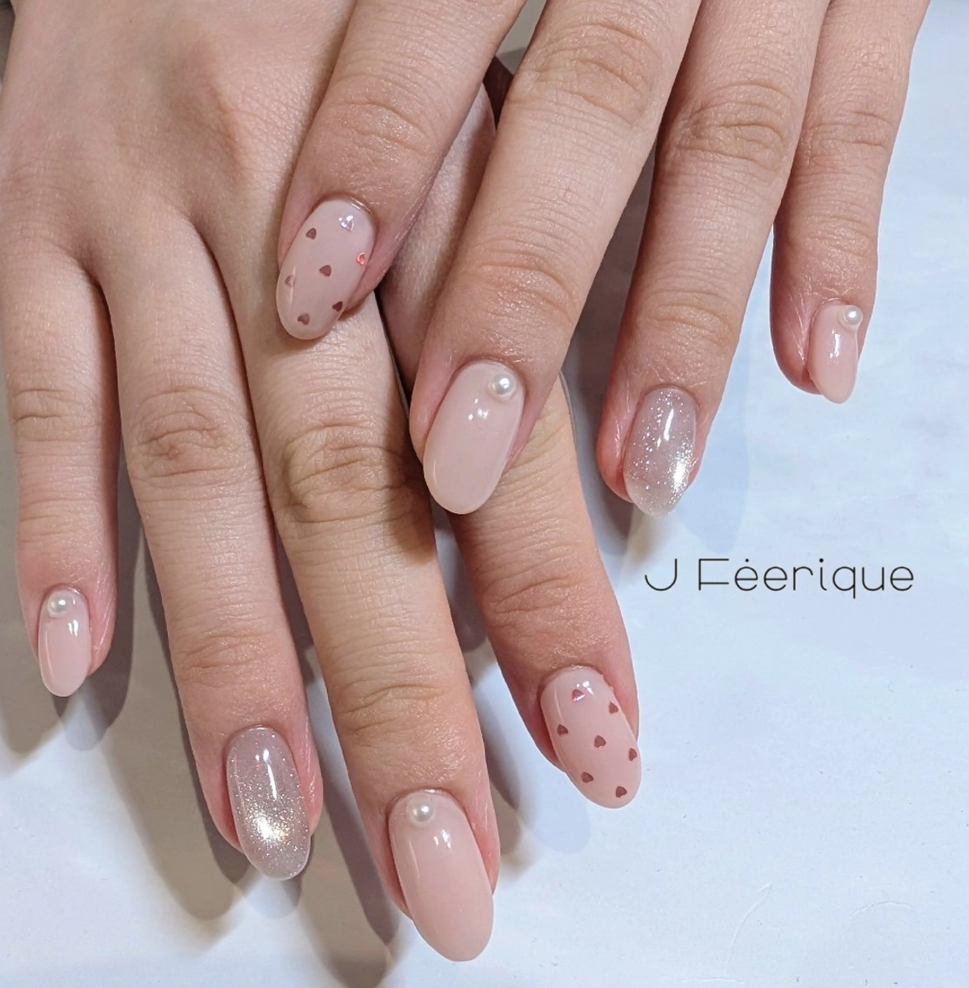 ネイル ドット ハート ハンドネイル ハンドケア Eri　歴8年　/ 南森町ネイル💅のネイルデザイン