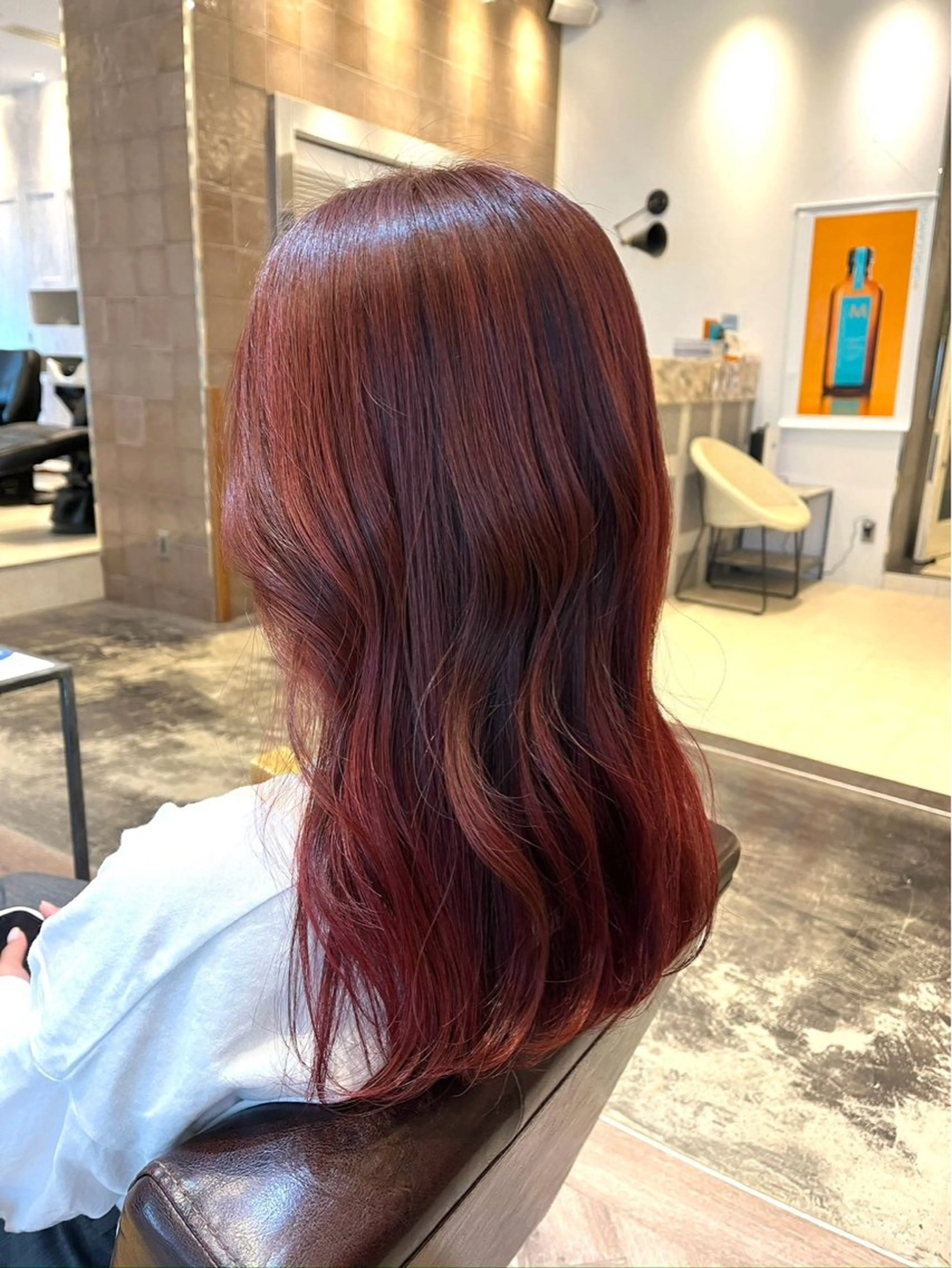 セミロング カラー カット ヘアカラー 韓国ヘア×髪質改善 縮毛矯正のヘアスタイル