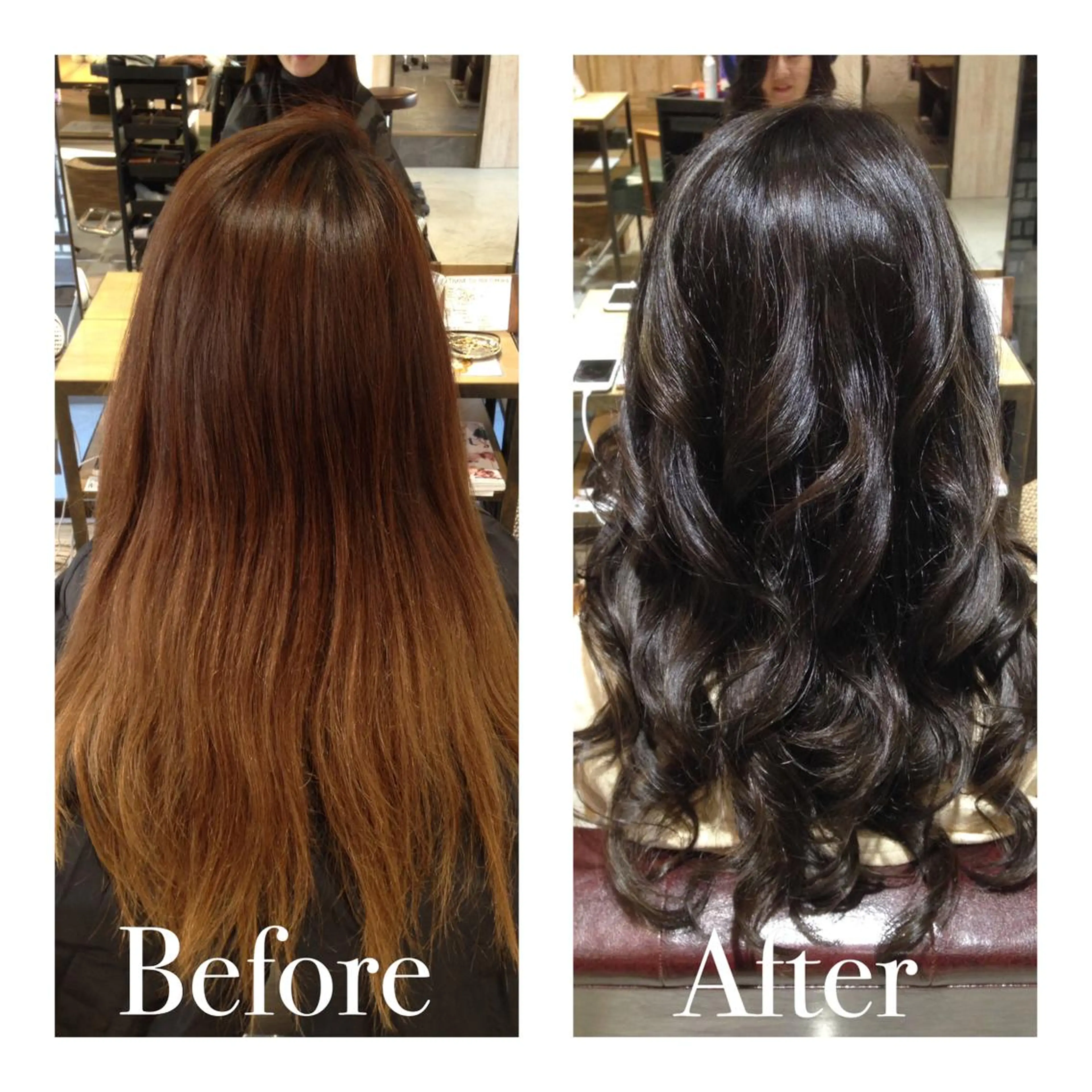 セミロング ロング カラー パーマ アオガミ （前髪顔周りカット）のヘアスタイル