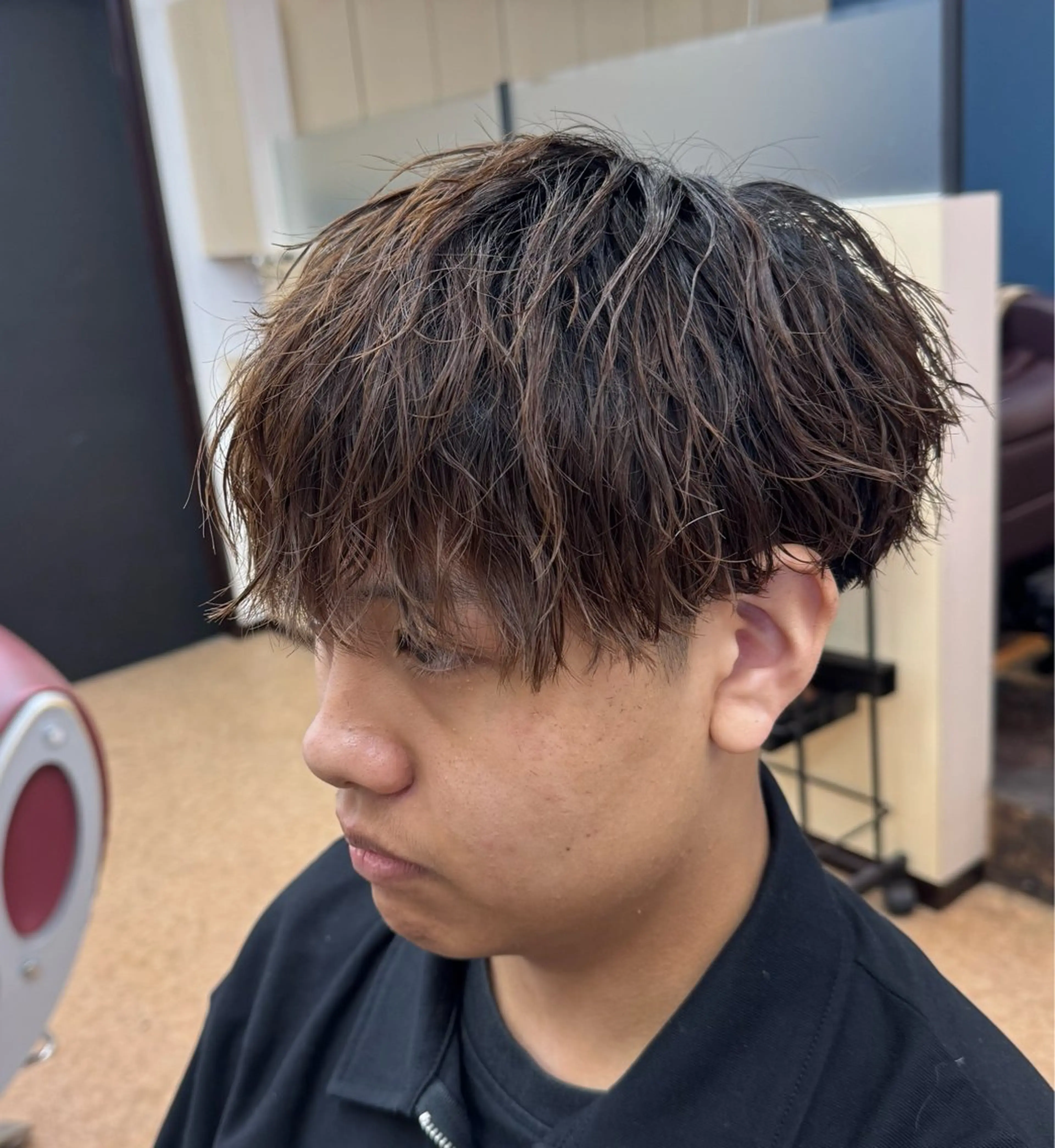 ミディアム メンズ カット パーマ 焼津メンズパーマ特化 大石雄生のヘアスタイル