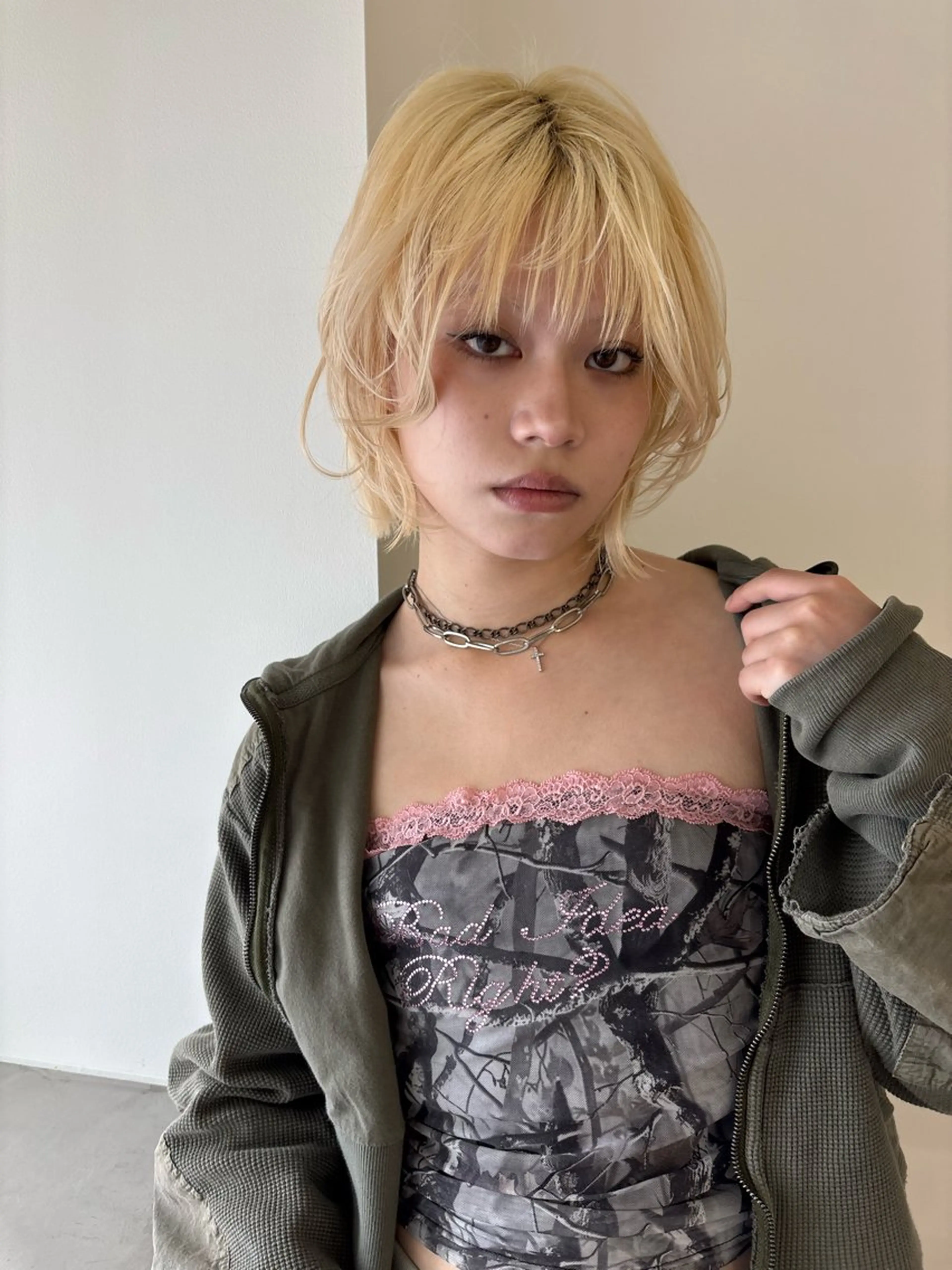 ミディアム カラー ブロンド ボブ 大人韓国ヘア 渋谷/Satsukiのヘアスタイル