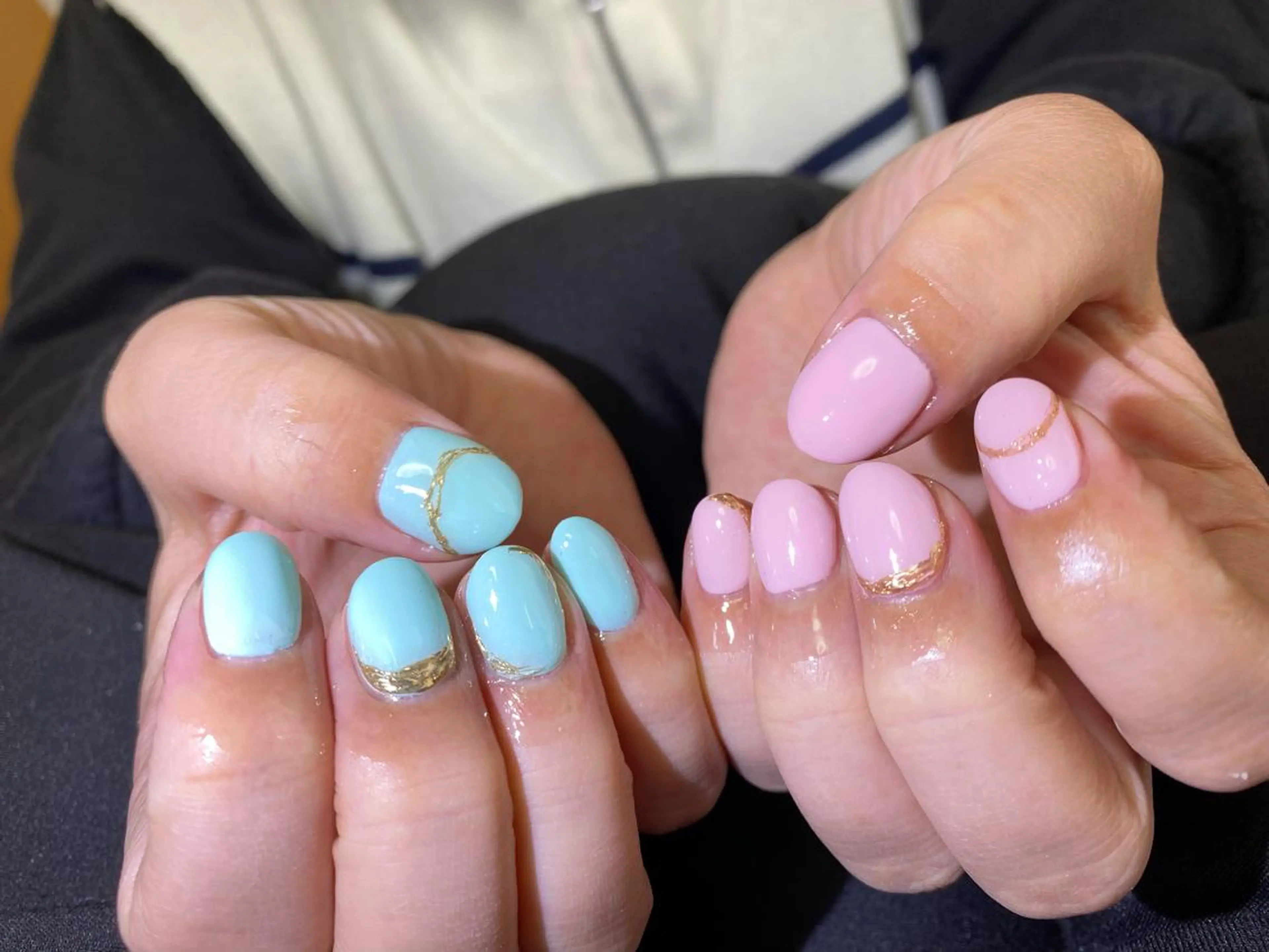 ネイル グリーン ピンク ショートネイル 春ネイル Esthetic Will所属・will 有希のネイルデザイン