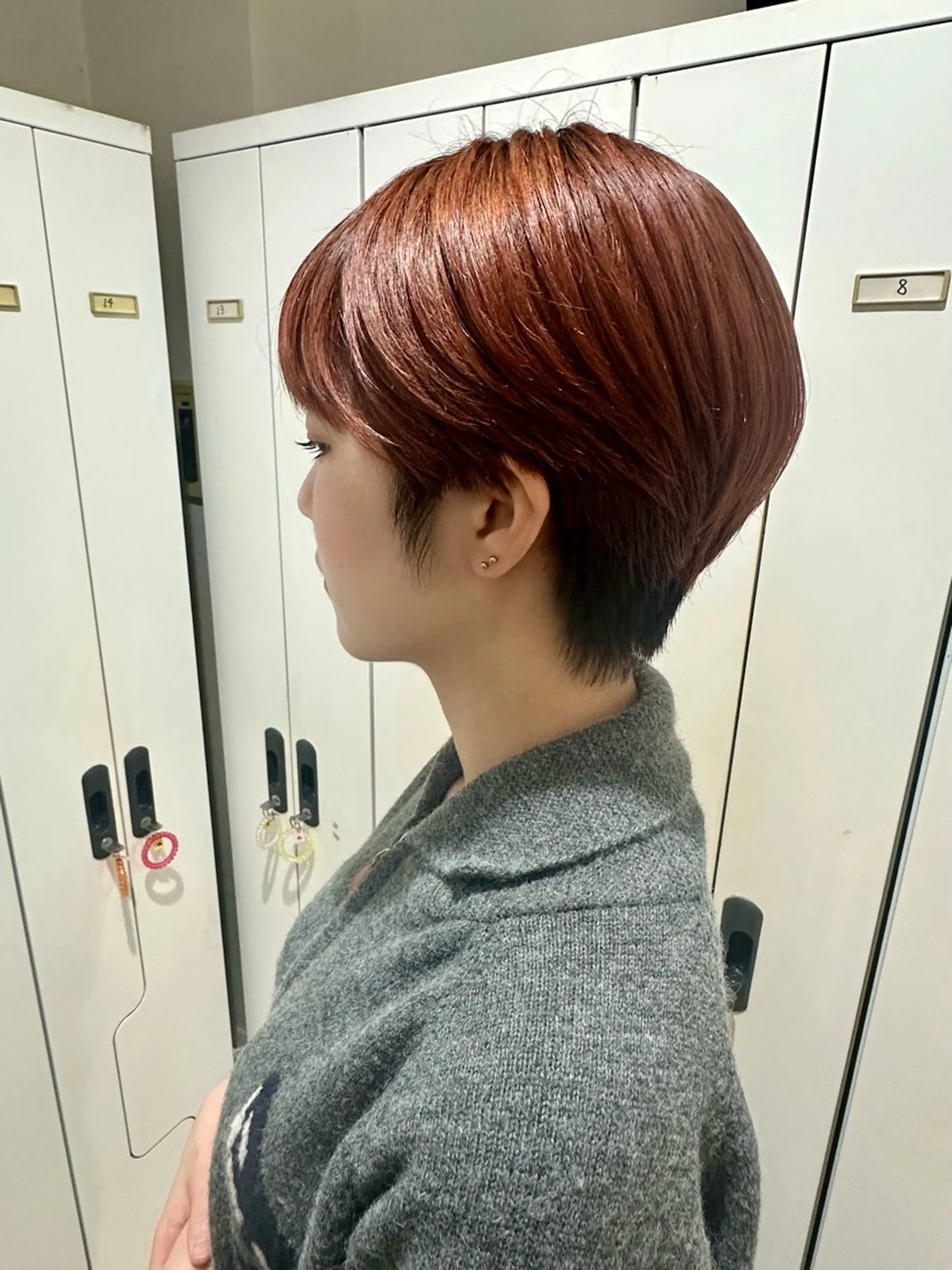 ショート カラー ブラウンカラー オレンジ オレンジブラウン 艶カラー/縮毛矯正/ ブリーチカラー/みなのヘアスタイル