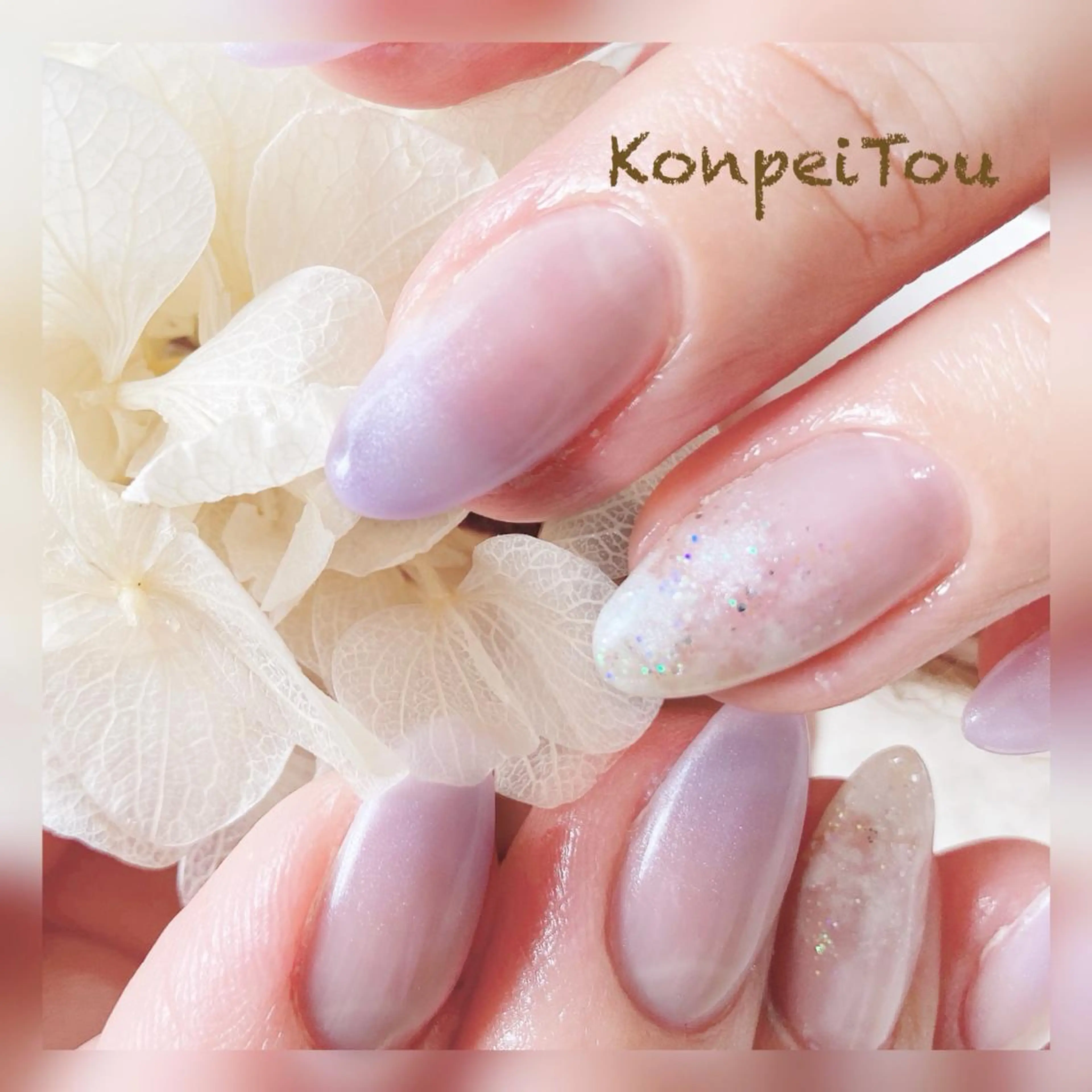 ネイル アートネイル グラデーション ラメ(グリッター) 大理石ネイル(マーブル) ハンドネイル おうちのネイルサロン　konpeiTou〜こんぺいとう〜所属・おうちのネイルサロン KonpeiTouのネイルデザイン