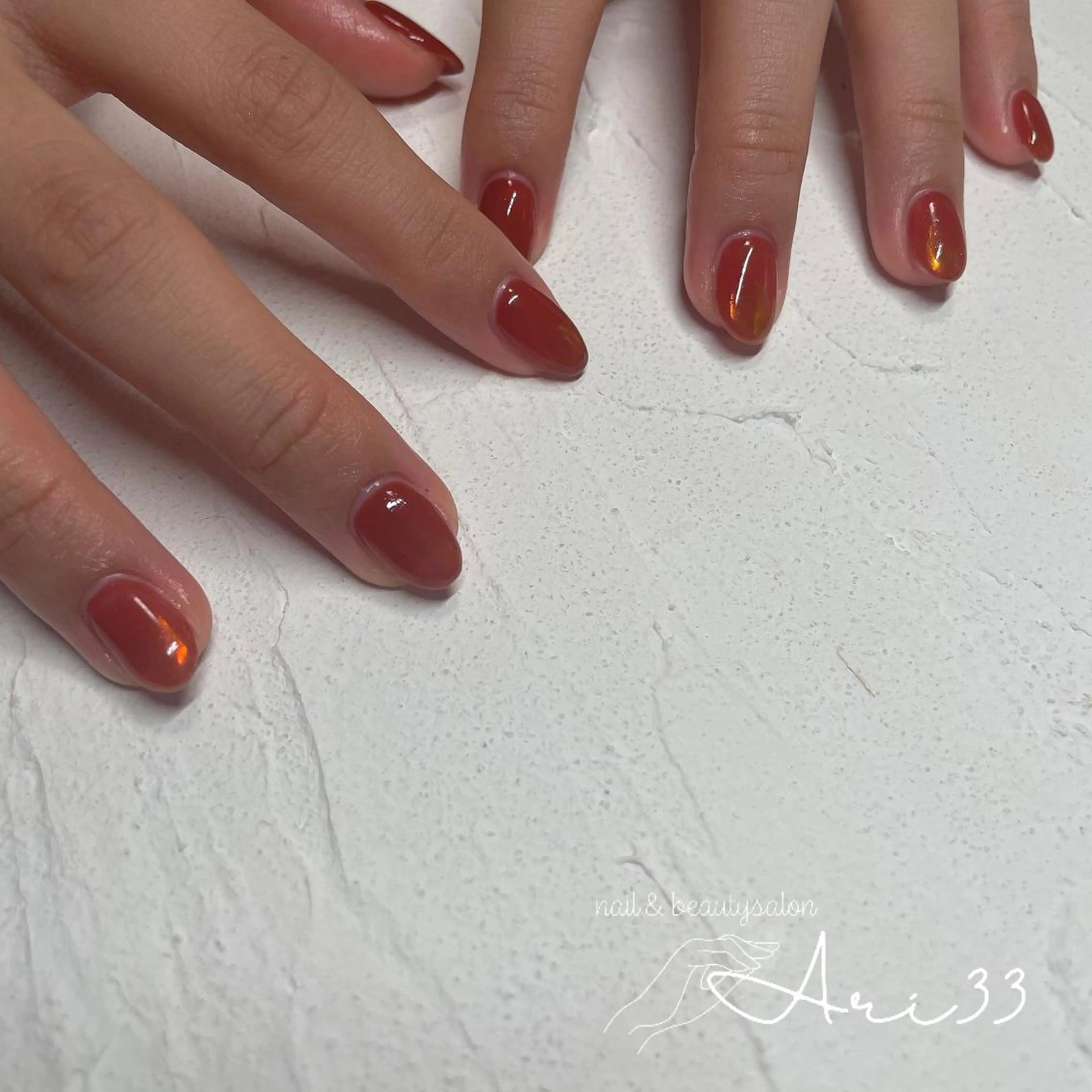 ネイル ワンカラーネイル オレンジ プライベートサロン Ari33nailのネイルデザイン