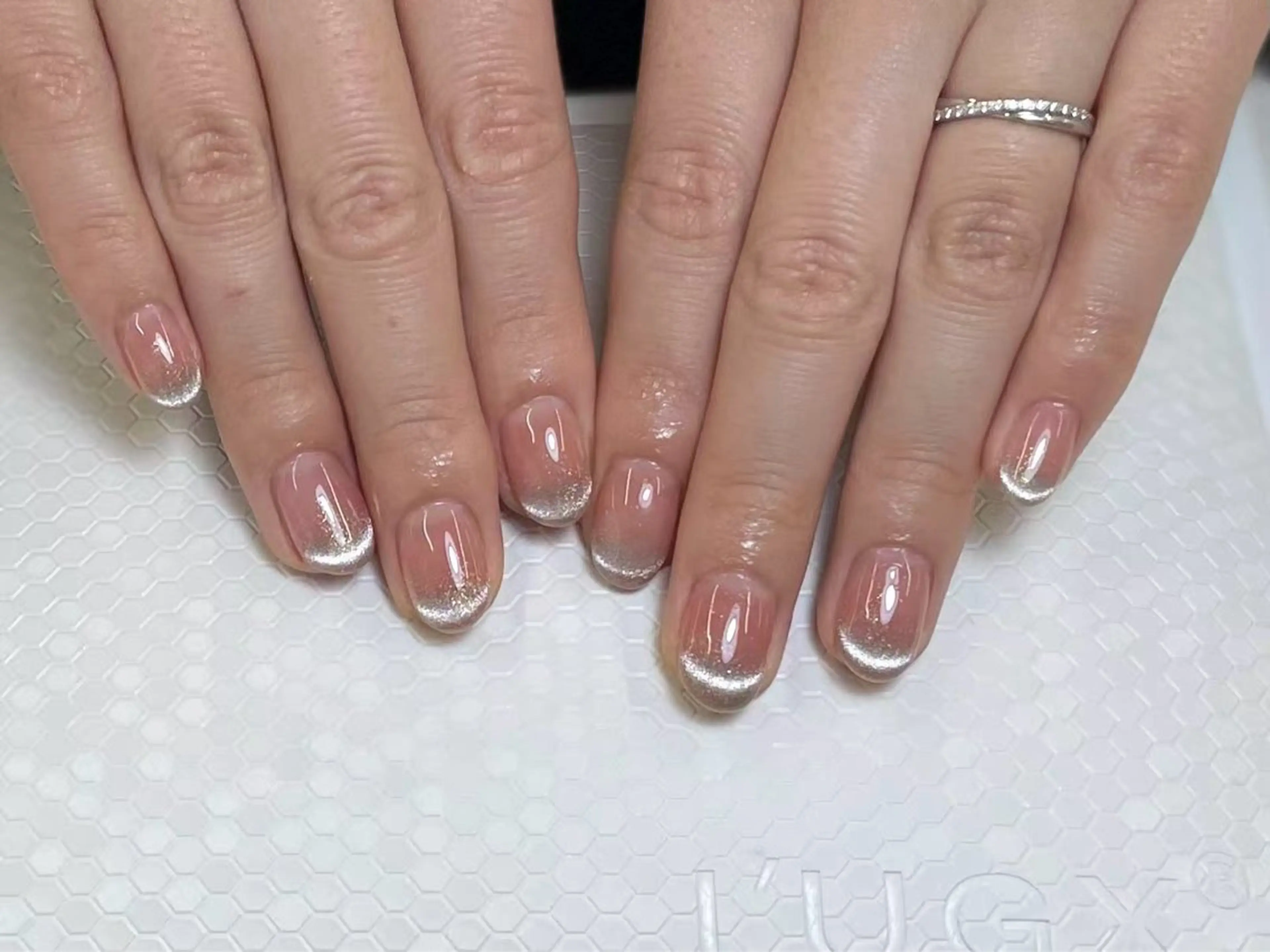 ネイル チークネイル フットネイル フレンチネイル ジェルネイル ガラスフレンチ 安安 Ennyのネイルデザイン