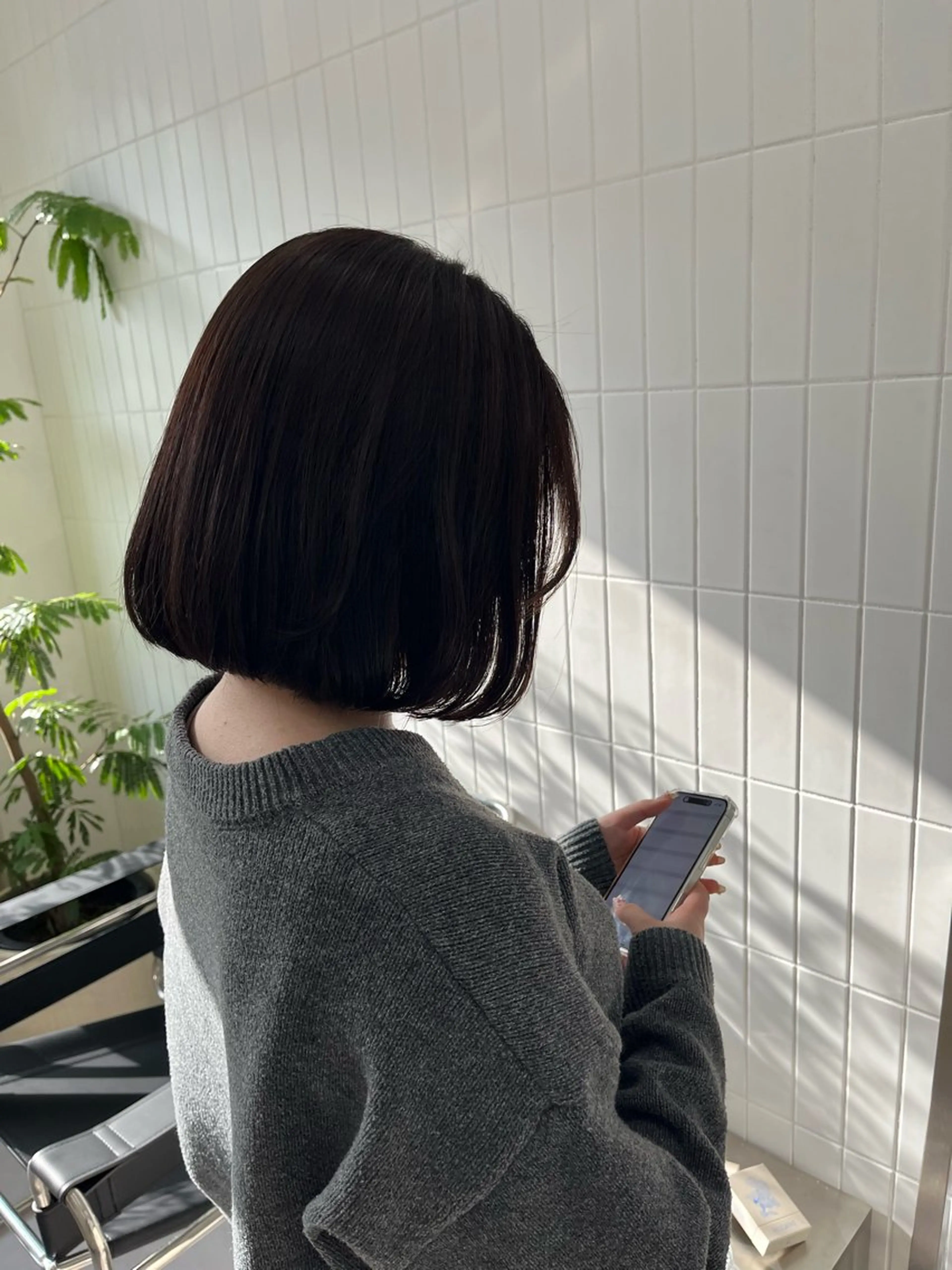 ショート ボブ 韓国風ヘア レイヤーカット カット 髪質改善縮毛矯正/暖 色カラー/ウエダカナのヘアスタイル