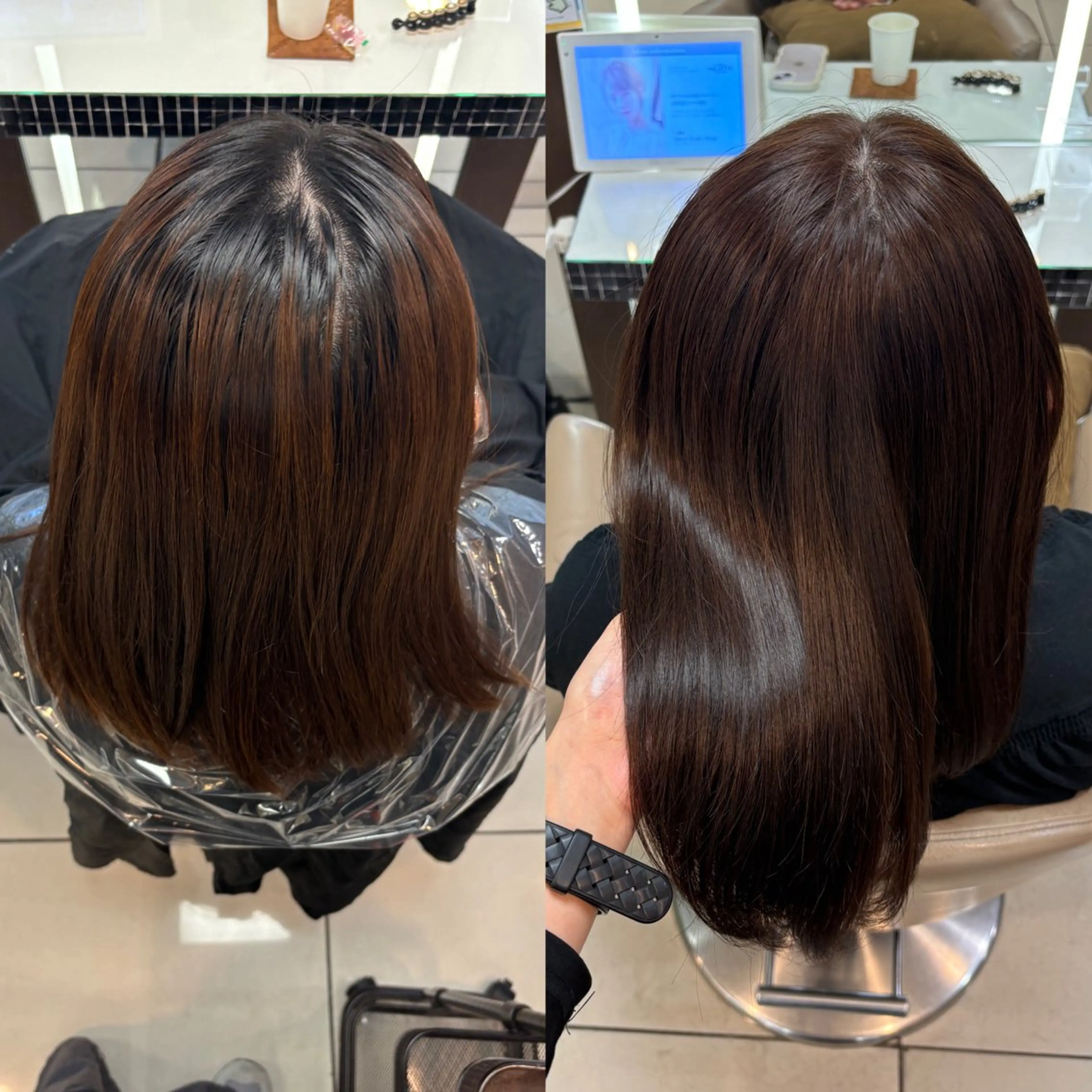 セミロング カラー カット ヘアカラー 羽エクステ/シール エクステ/横浜駅5分のヘアスタイル