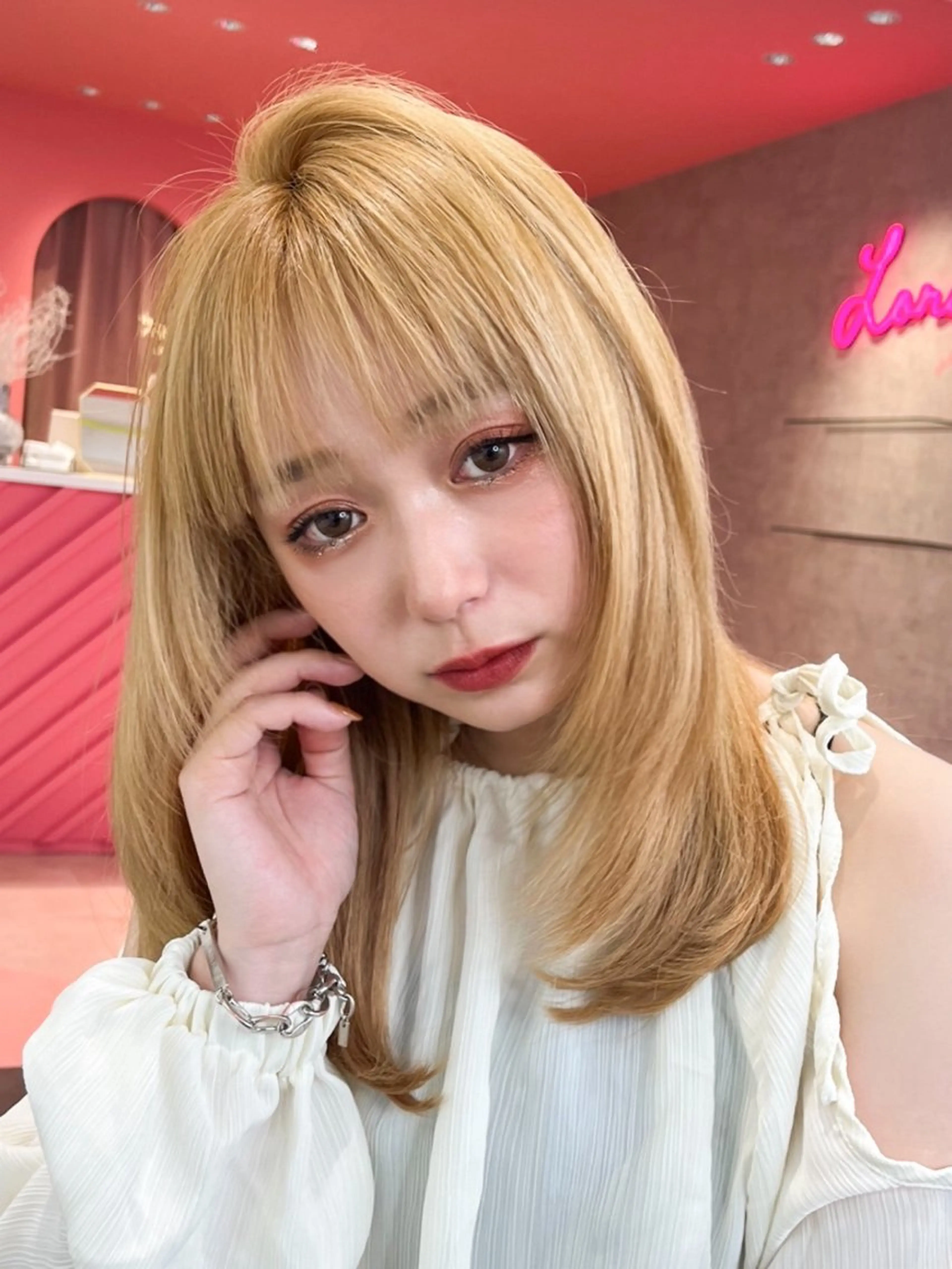 ミディアム カラー 山崎/ボブ縮毛矯正 レイヤー髪質改善のヘアスタイル