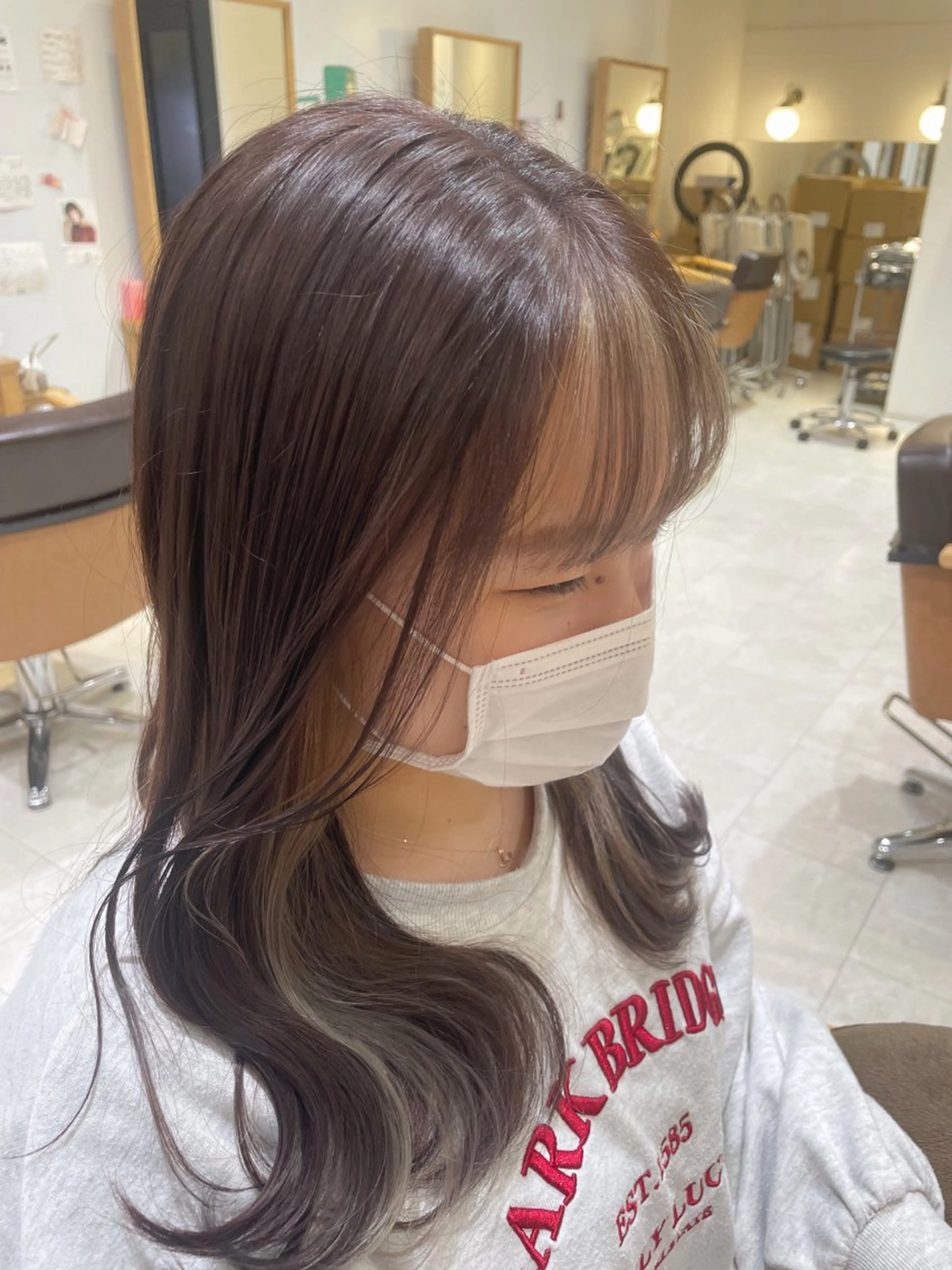 セミロング カラー ヘアカラー 心斎橋/ブリーチなし 髪質改善/レイヤーのヘアスタイル