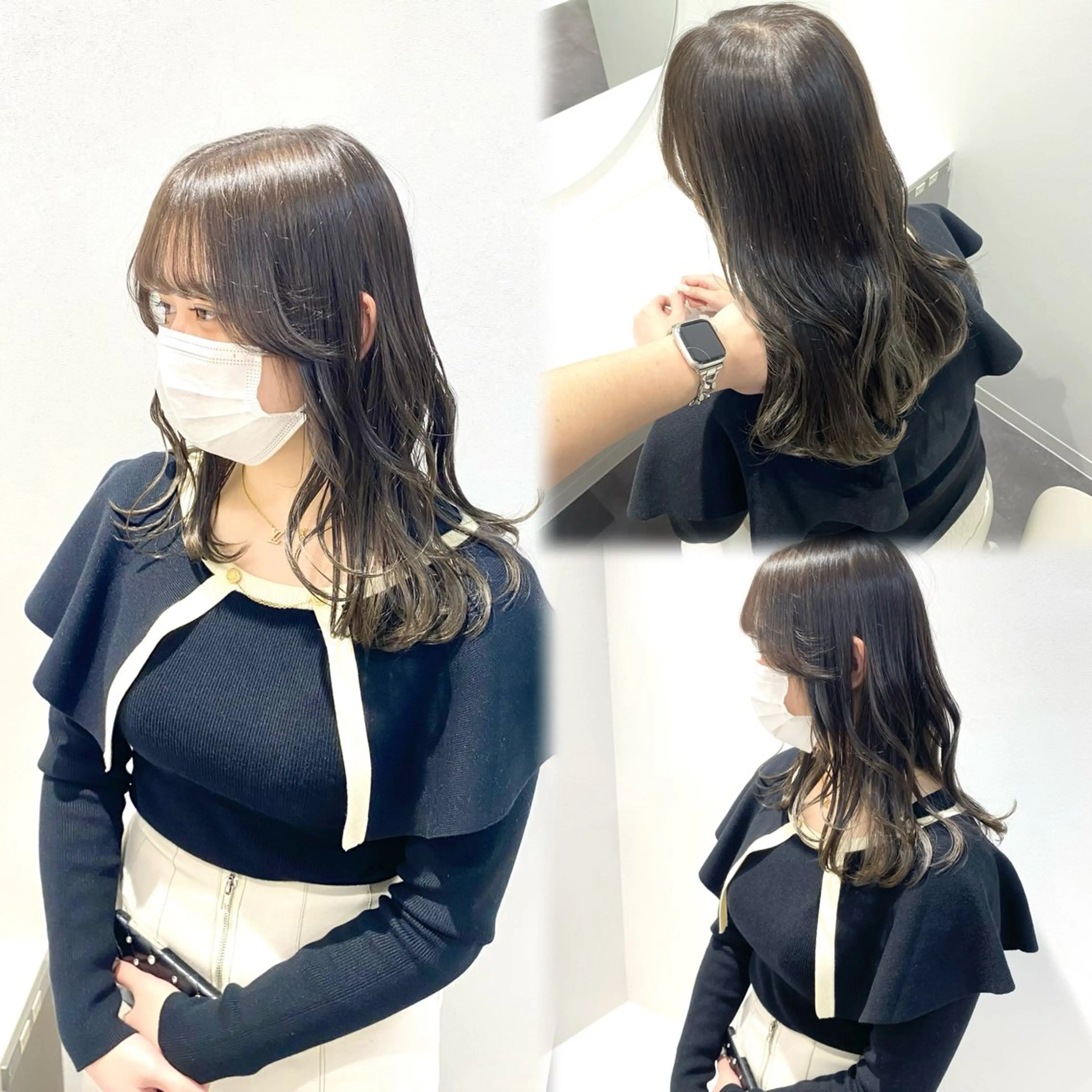 ミディアム カラー カット ヘアカラー トリートメント 髪質改善水素TR× レイヤーカット/熊澤のヘアスタイル