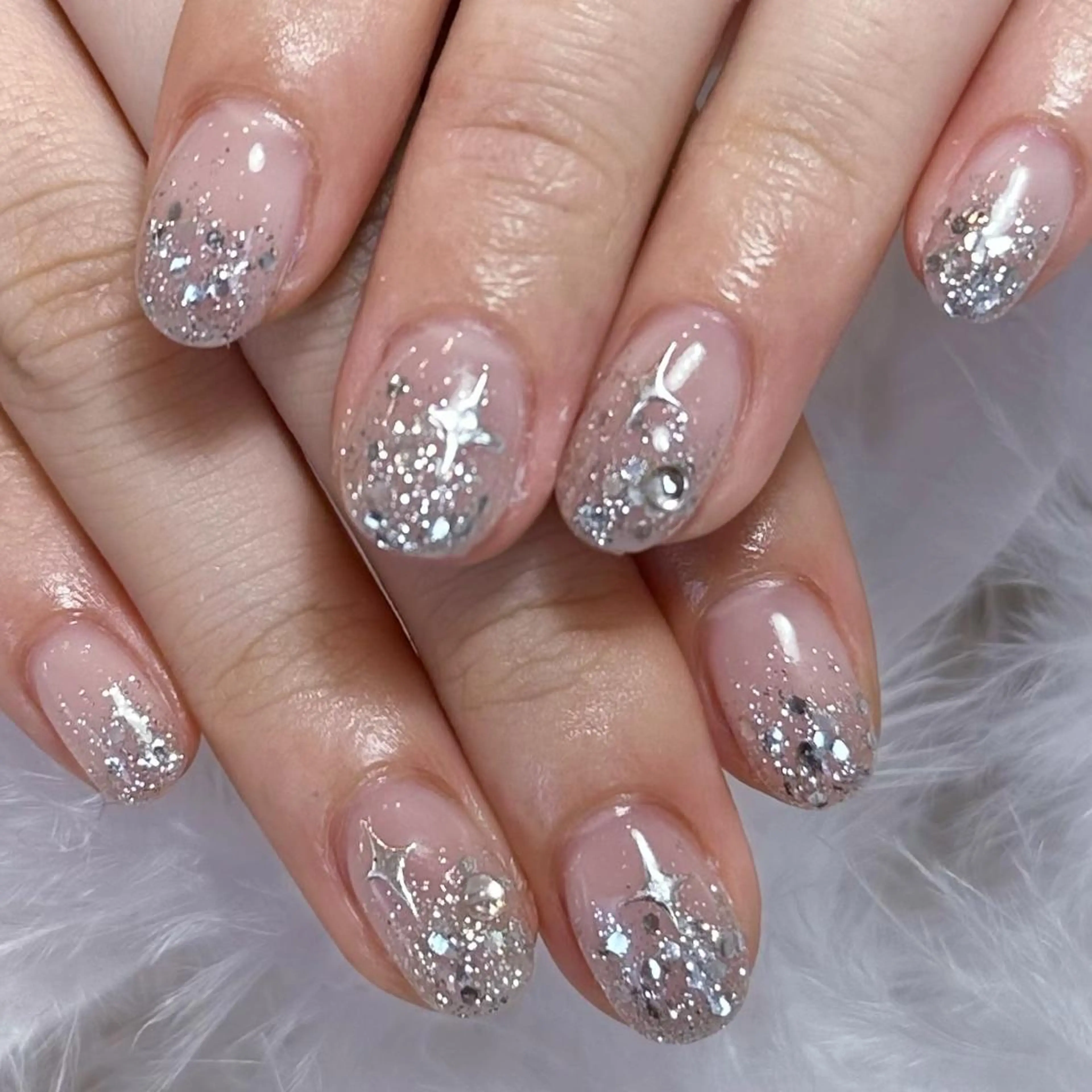 ネイル アートネイル オーロラネイル ガーリー キラキラネイル 韓国ネイル ハンドネイル DIAMOND NailStudioのネイルデザイン