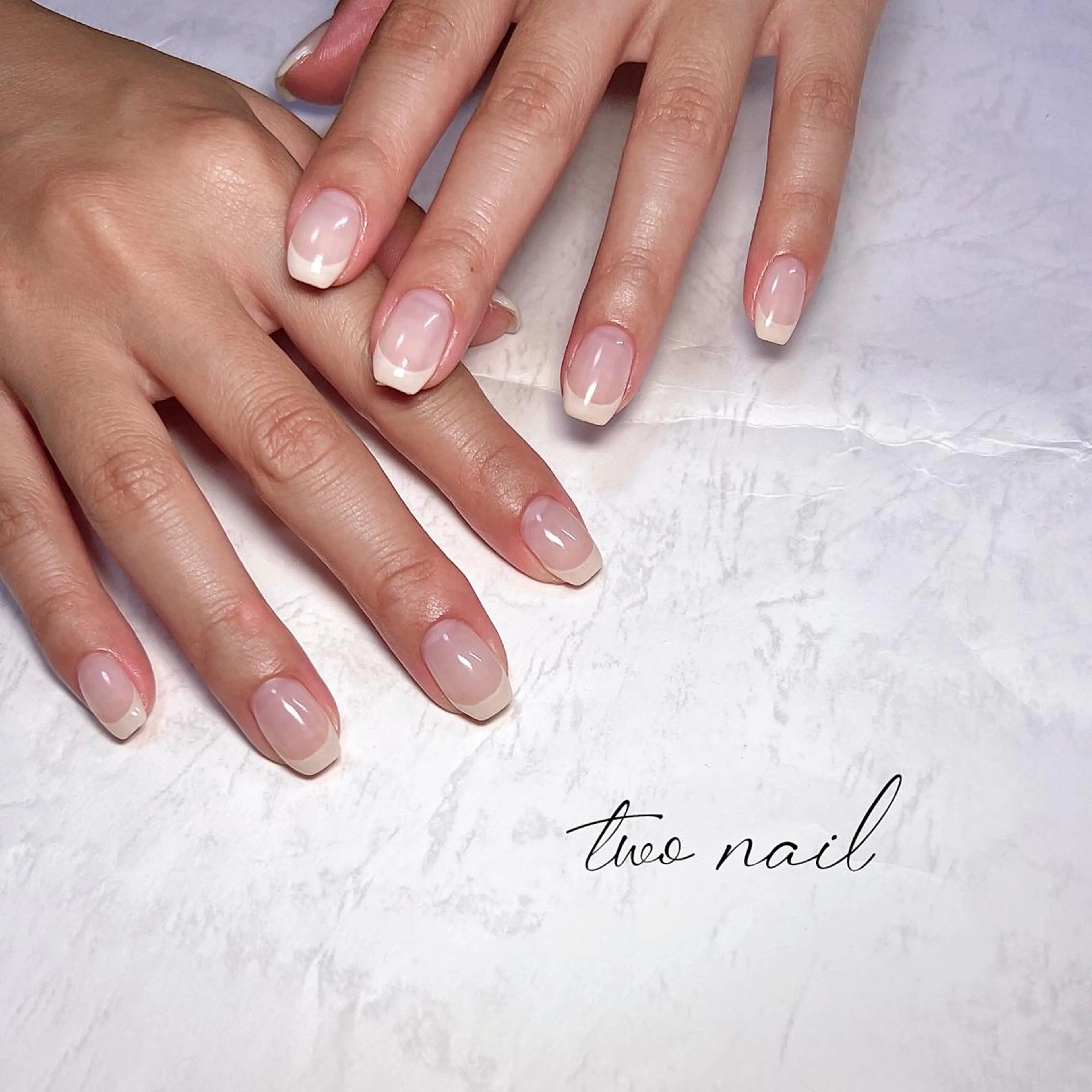 ネイル アートネイル フットネイル ハート ニュアンスネイル ホワイト two nailのネイルデザイン