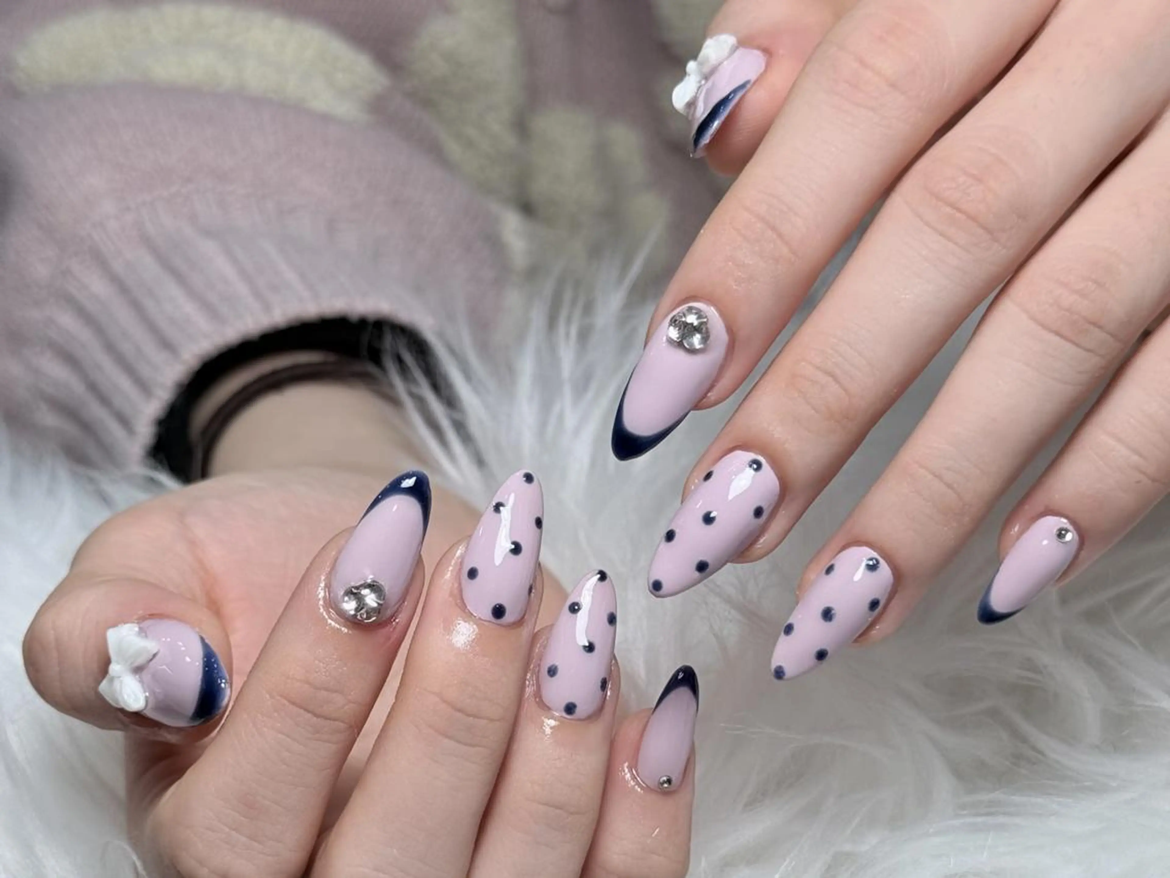 ネイル オーロラネイル 長さ出し フレンチネイル ジェルネイル ガーリー Mio💖Belle Nail Salonのネイルデザイン