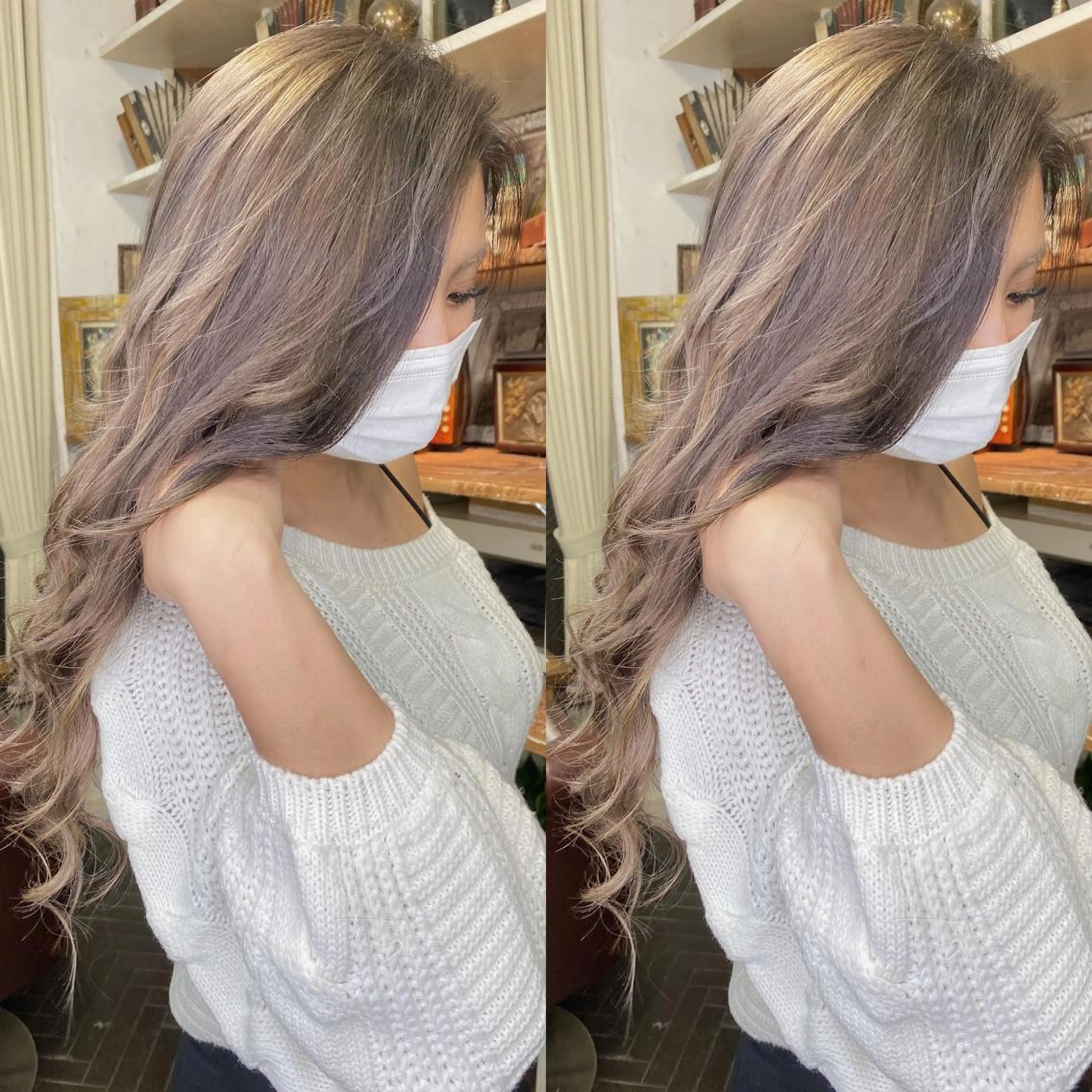 ロング カラー 編み込みエクステ シールエクステ バレイヤージュ ブリーチ ブロンド モモカ/ハイトーン /バレイヤージュのヘアスタイル