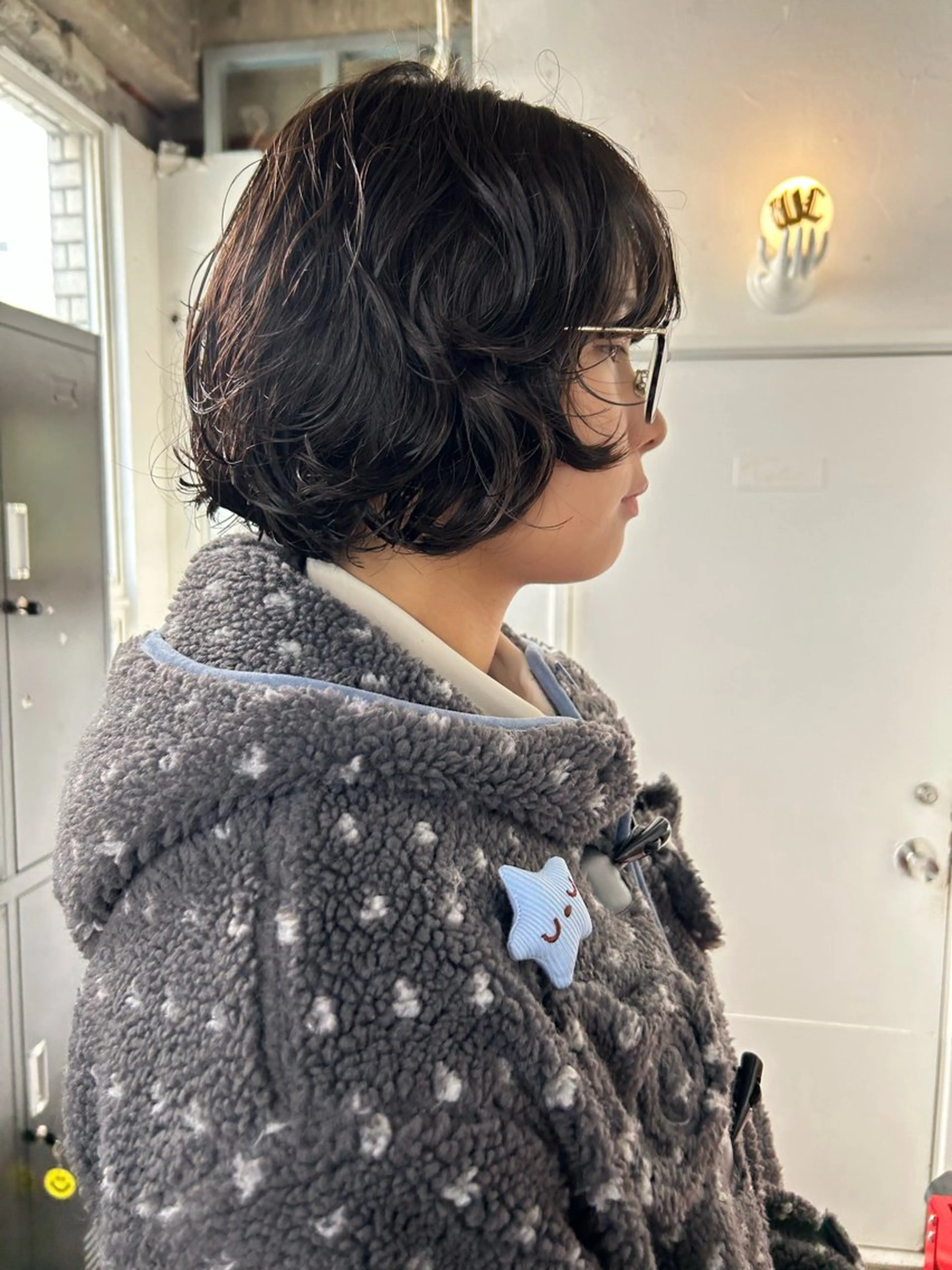 ミディアム パーマ ボブレイヤー ミディアムパーマ ボブ レイヤーカット カット パーマ maho/ブリーチ なし垢抜けカラー♡のヘアスタイル