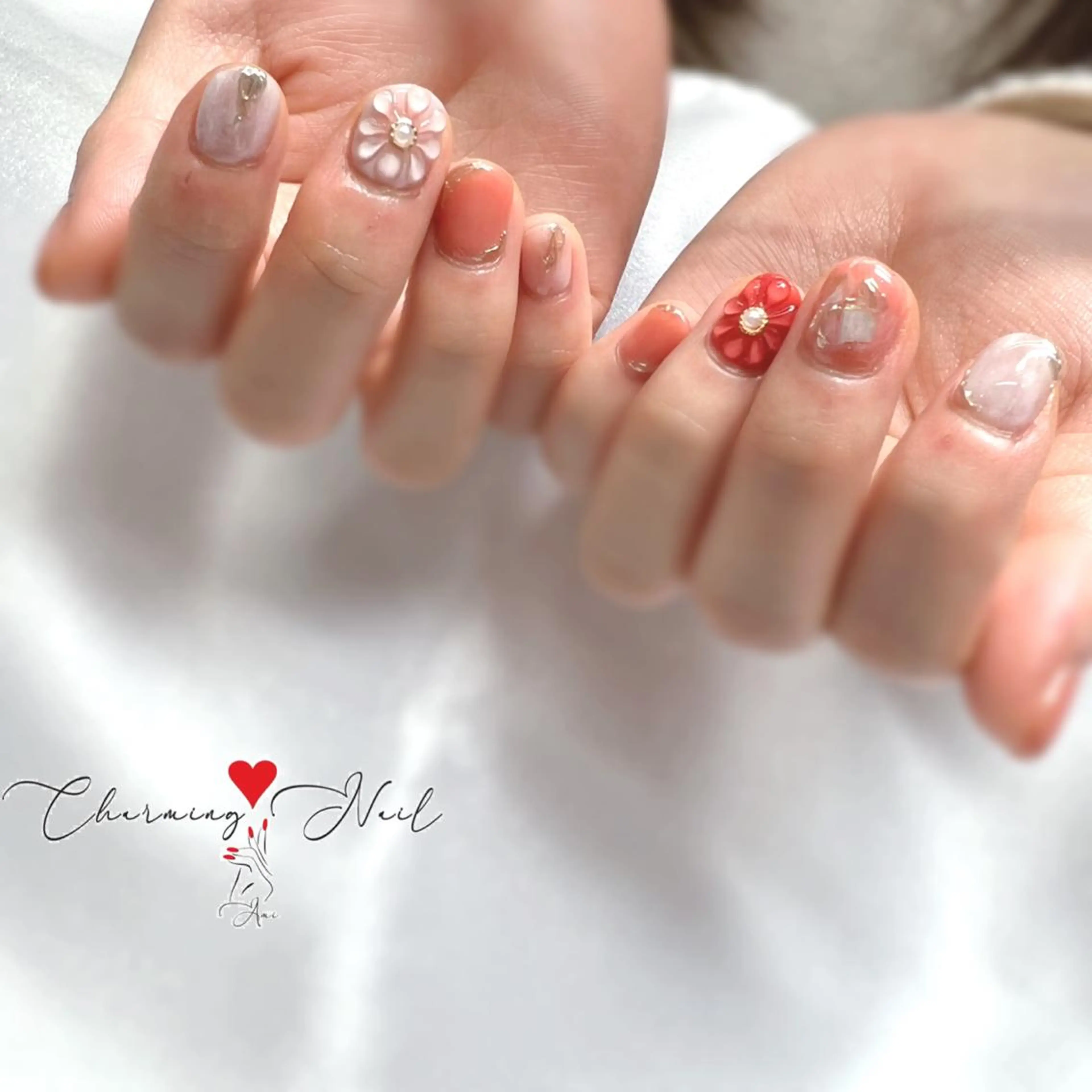 ネイル 成人式 フラワーネイル ミラーネイル ニュアンスネイル Charming❤️Nail所属・Nailist Amiのその他イメージ