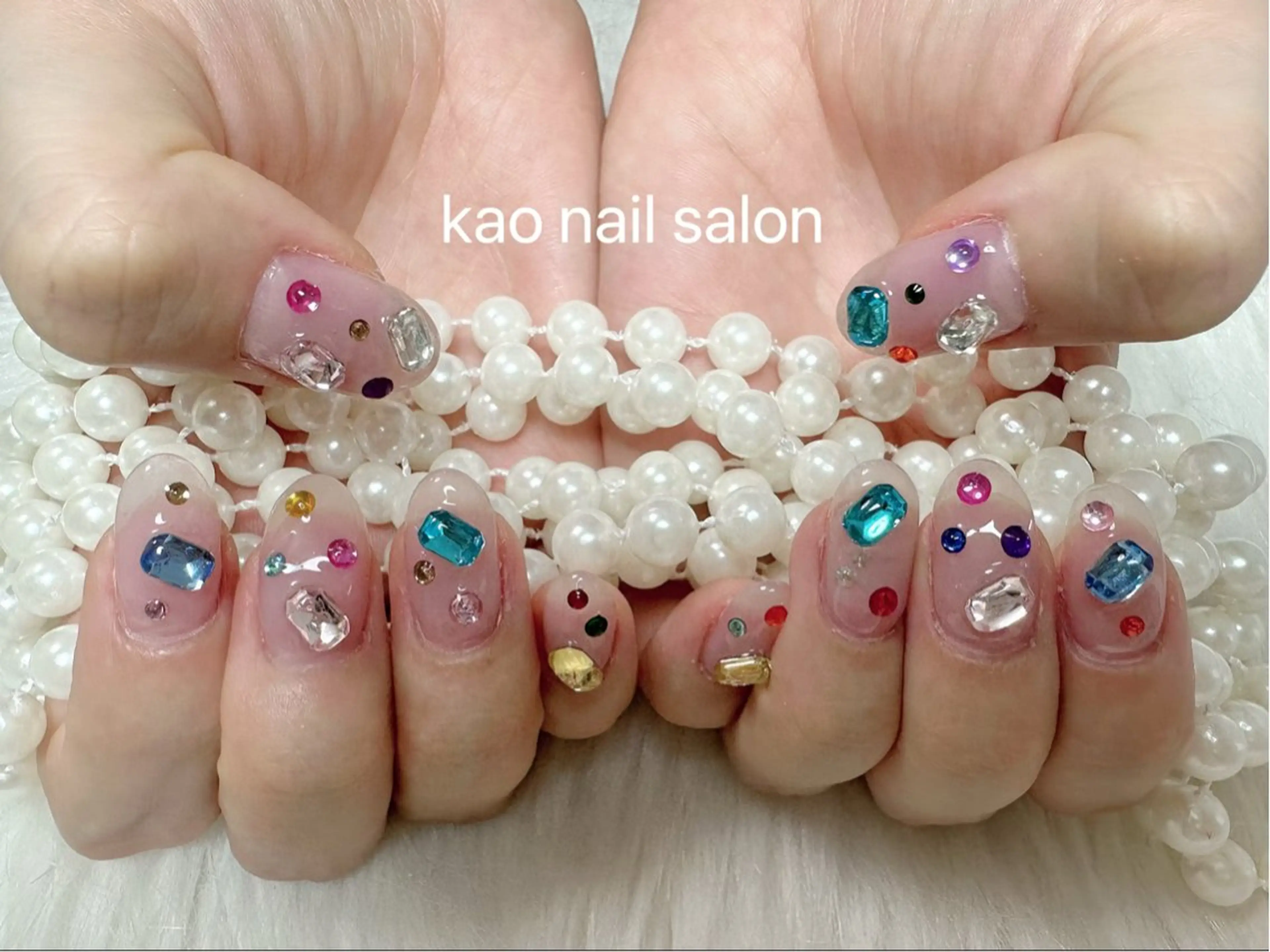 ネイル ストーンネイル ハンドネイル kao nail マグネット/長さだしのネイルデザイン