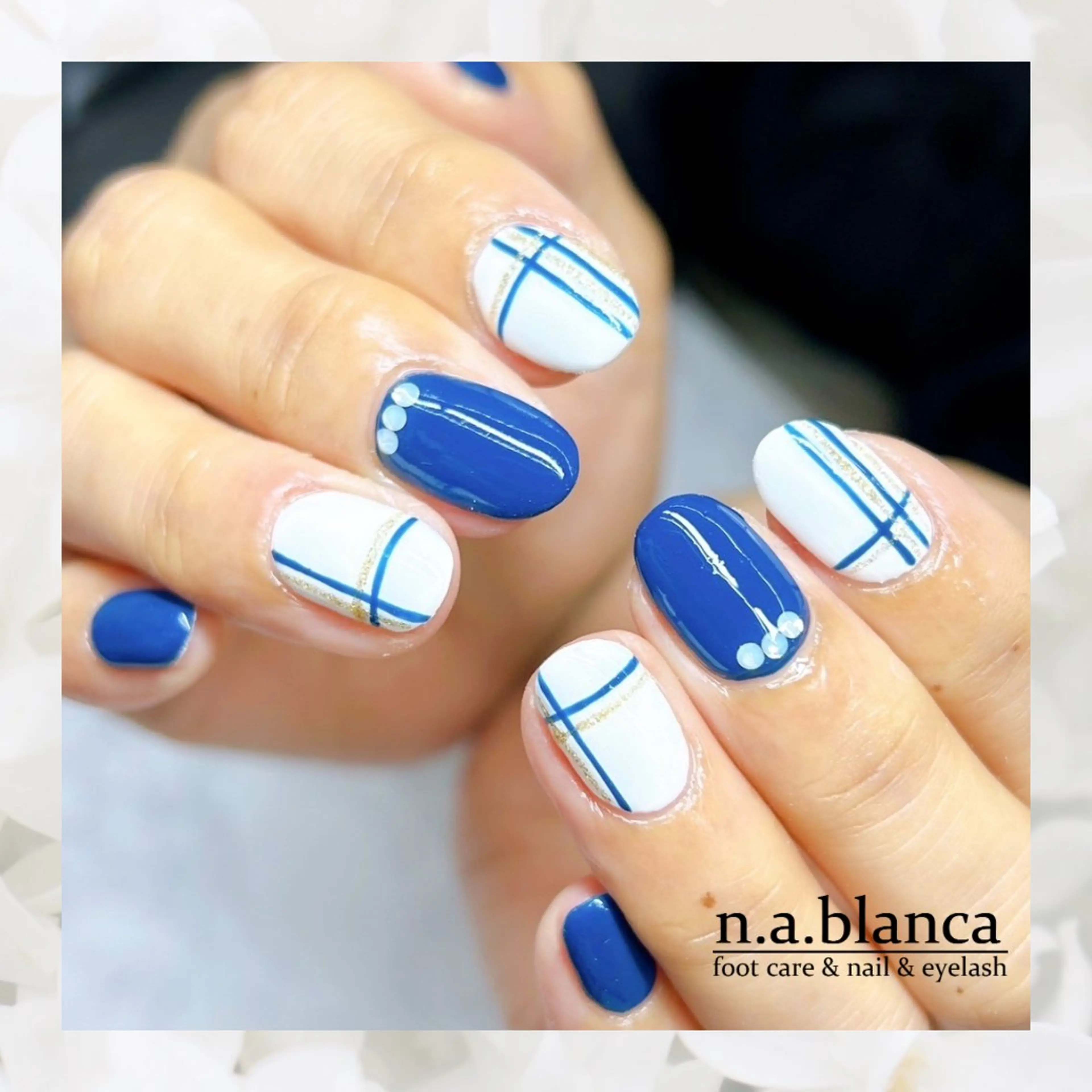ネイル アートネイル ブルー 夏ネイル blanca🌺 mayu(東白楽)のマツエク・マツパデザイン