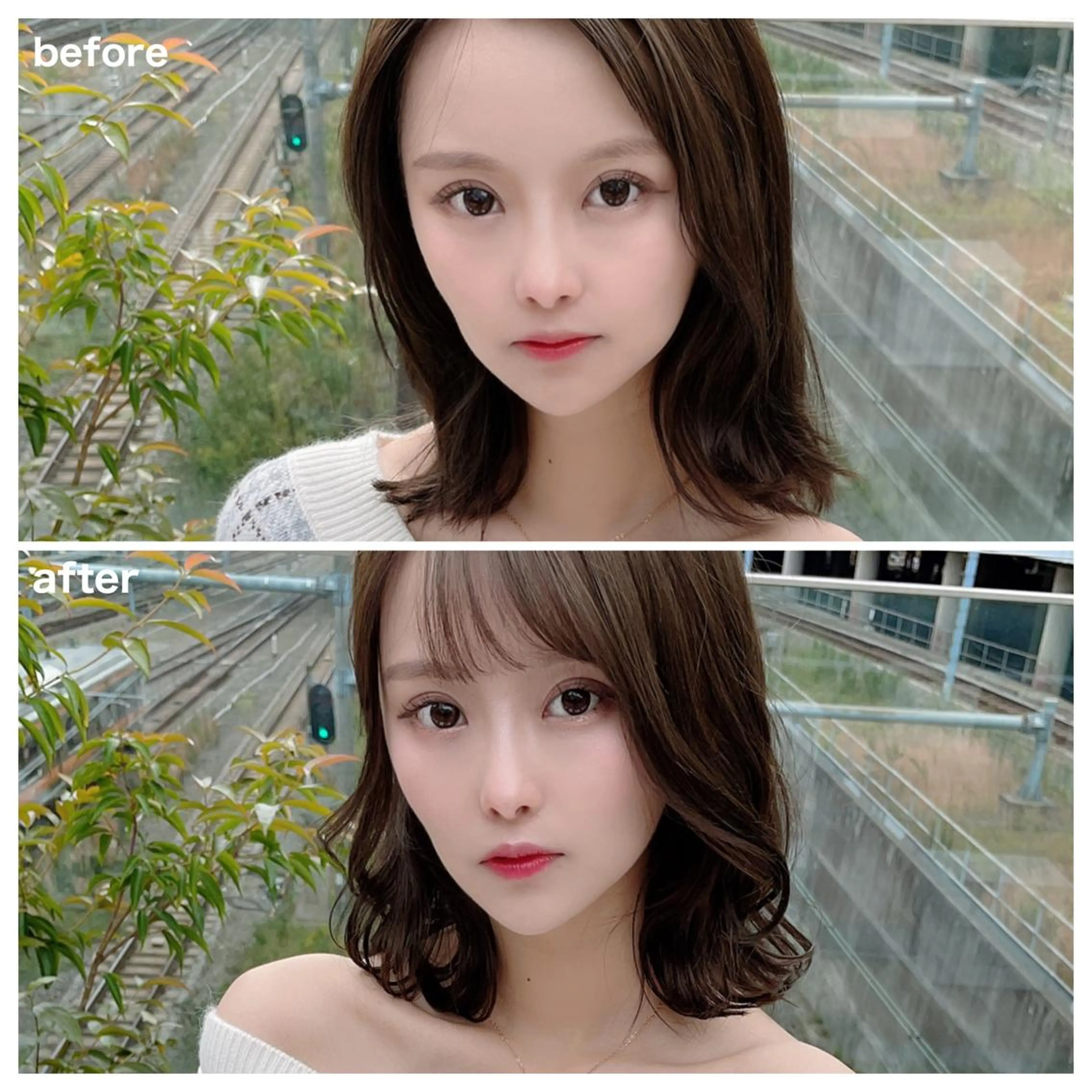 ミディアム カラー ヘアアレンジ 顔周りカット/髪質改 善/新宿/畑中稔里のヘアスタイル