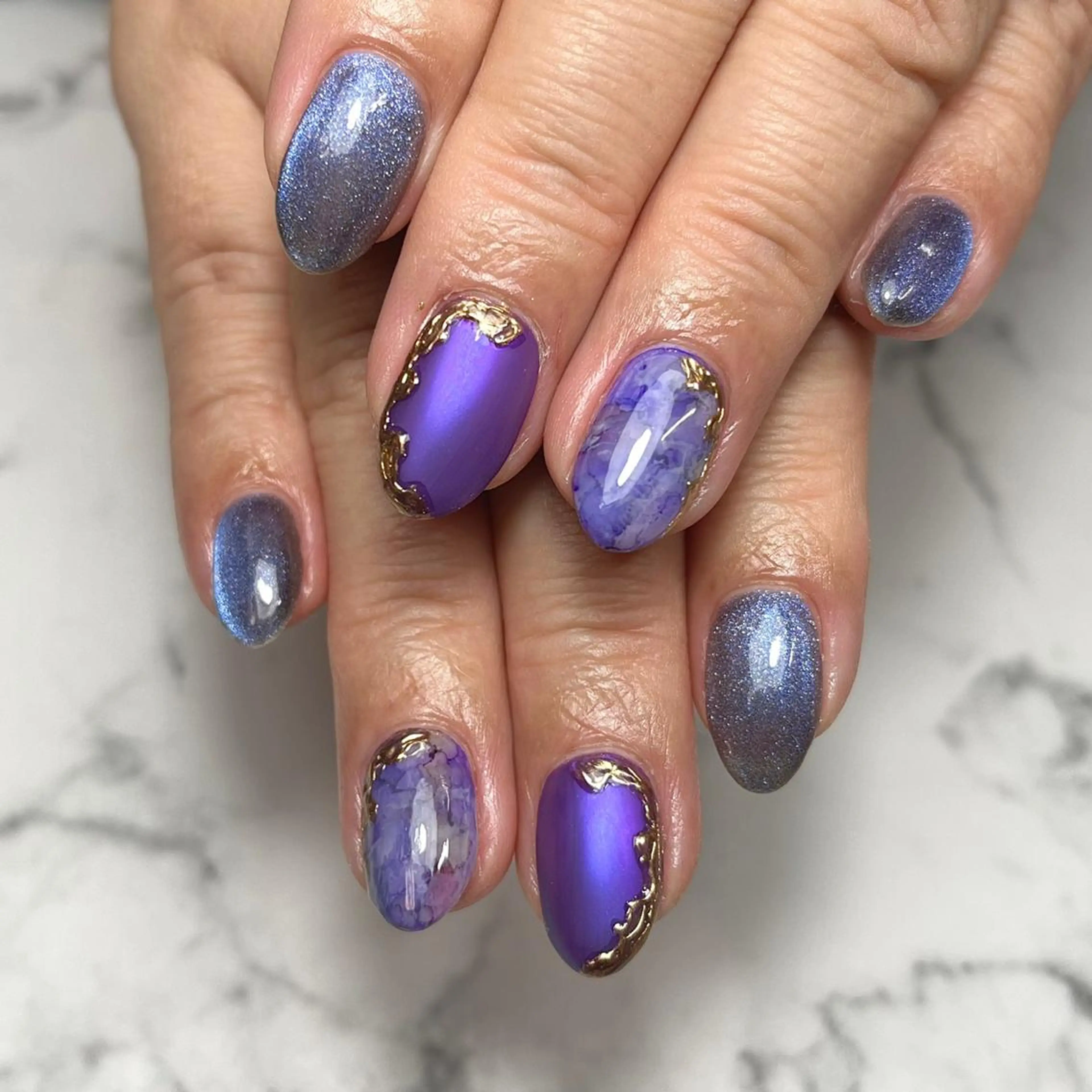 ネイル アートネイル ブルー ジェルネイル 氷ネイル・うるうるネイル 韓国ネイル ハンドネイル NAIL NOWのネイルデザイン