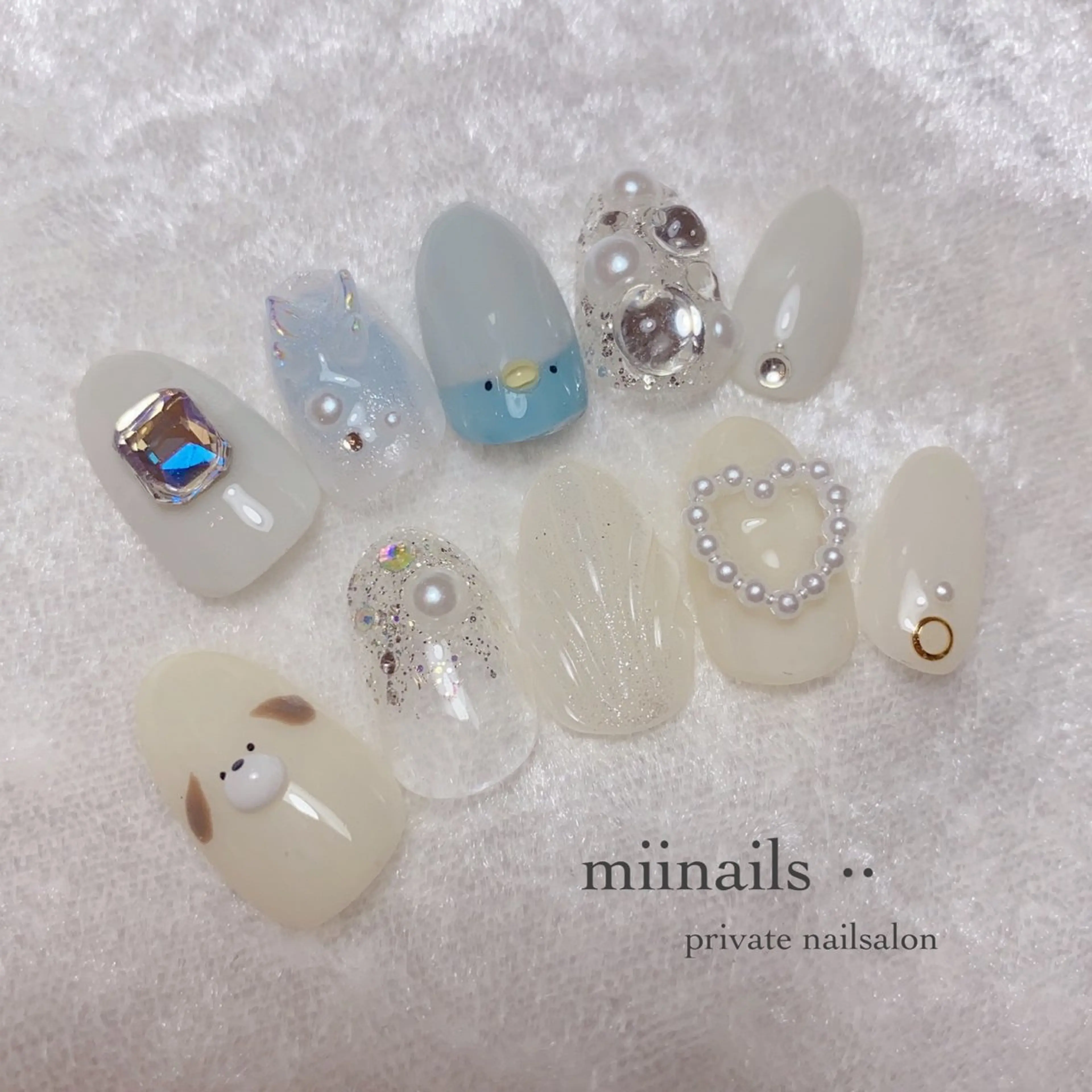 ネイル フレンチネイル 韓国ネイル ワンホンネイル ハンドネイル nailsalon miinailsのネイルデザイン