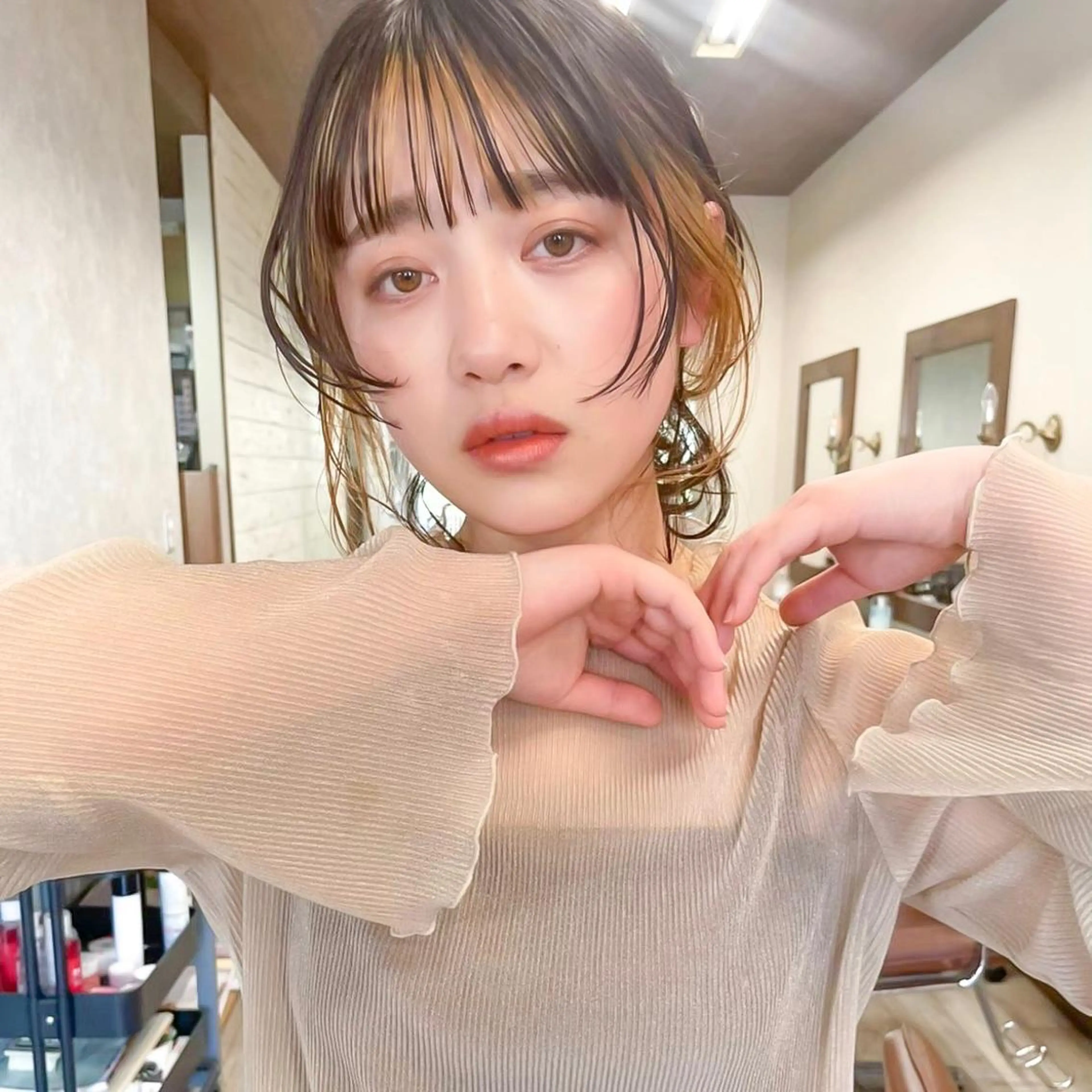 ミディアム カラー ヘアカラー トリートメント 高橋 みく/ minim 暖色のヘアスタイル