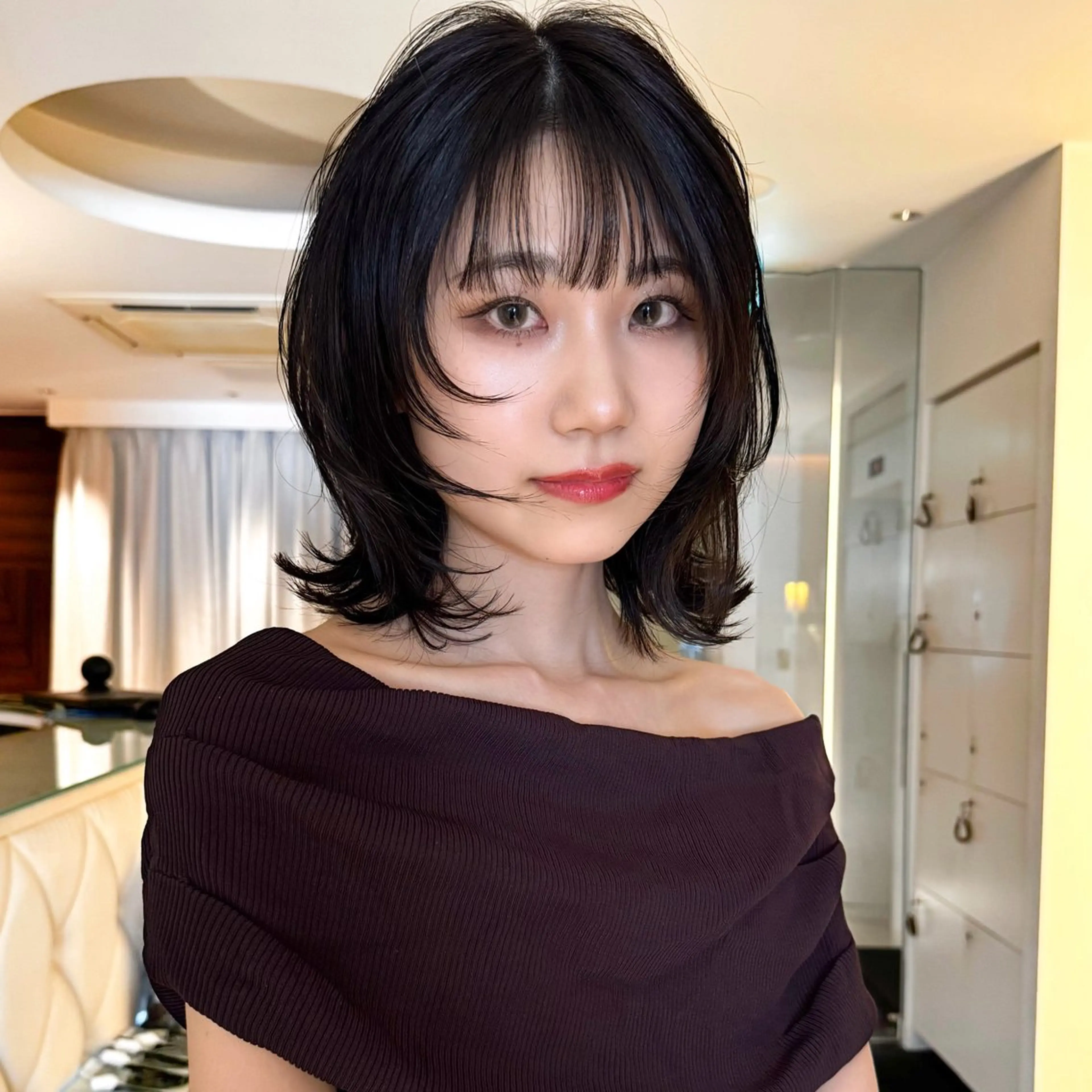 ミディアム ボブレイヤー ボブ レイヤーカット モデル募集/山田蓮/ レイヤーボブのヘアスタイル