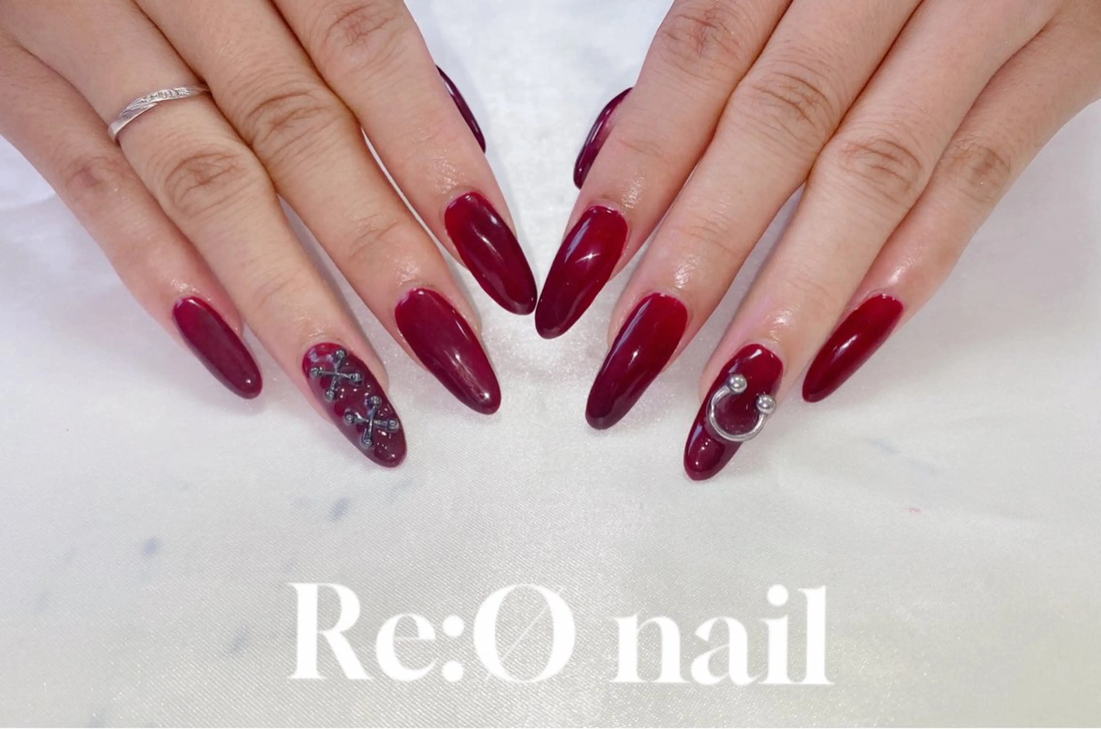 ネイル ボルドー ハンドネイル Re:Ø nail 🩵TSUJIのネイルデザイン