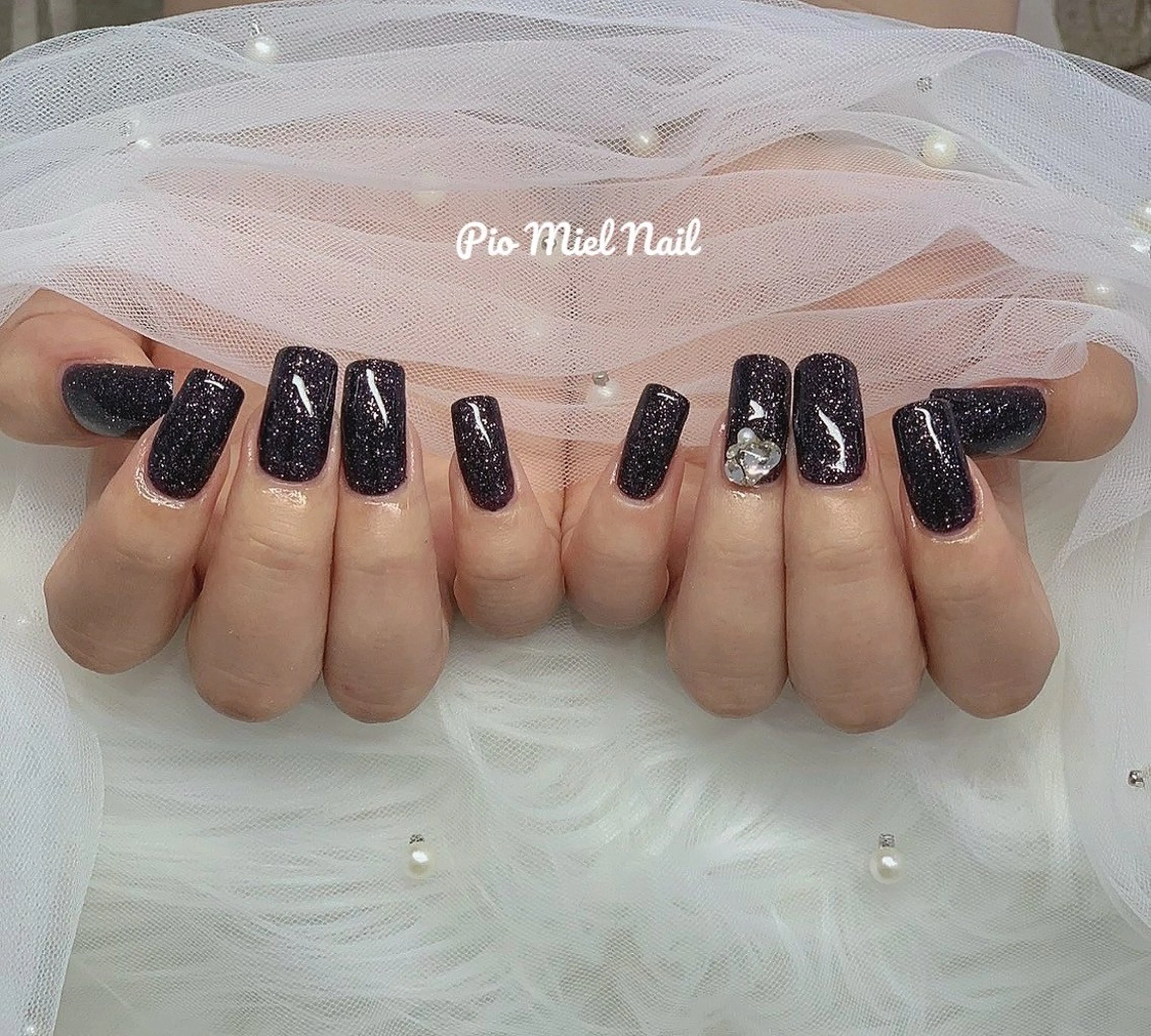 ネイル アートネイル ジェルネイル ゴージャス ラメ(グリッター) ロングネイル ハンドネイル HANA 長さだしのネイルデザイン