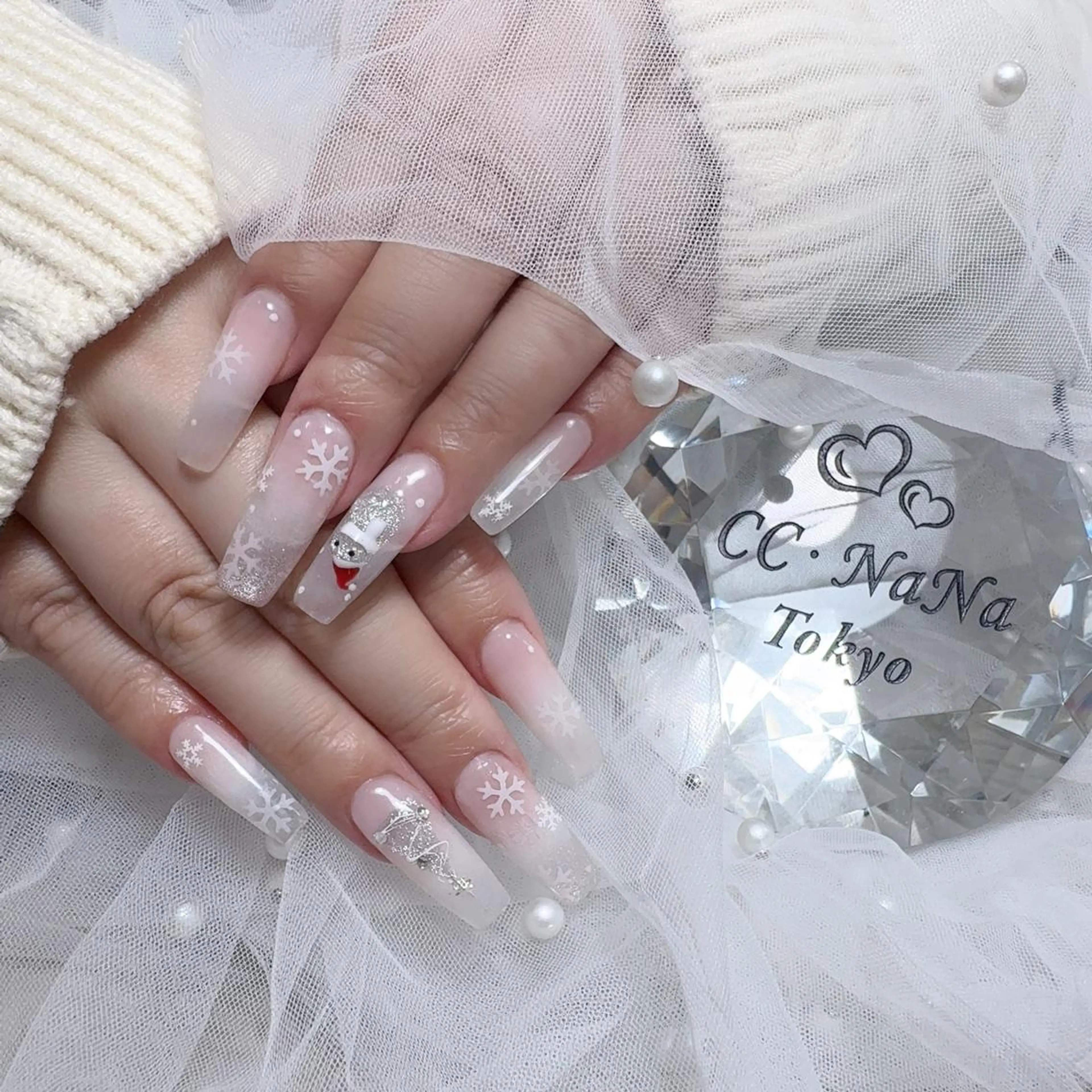 ネイル 冬ネイル クリスマス ハンドネイル 💎CC・NaNa 韓国風ネイル🌙Cのネイルデザイン