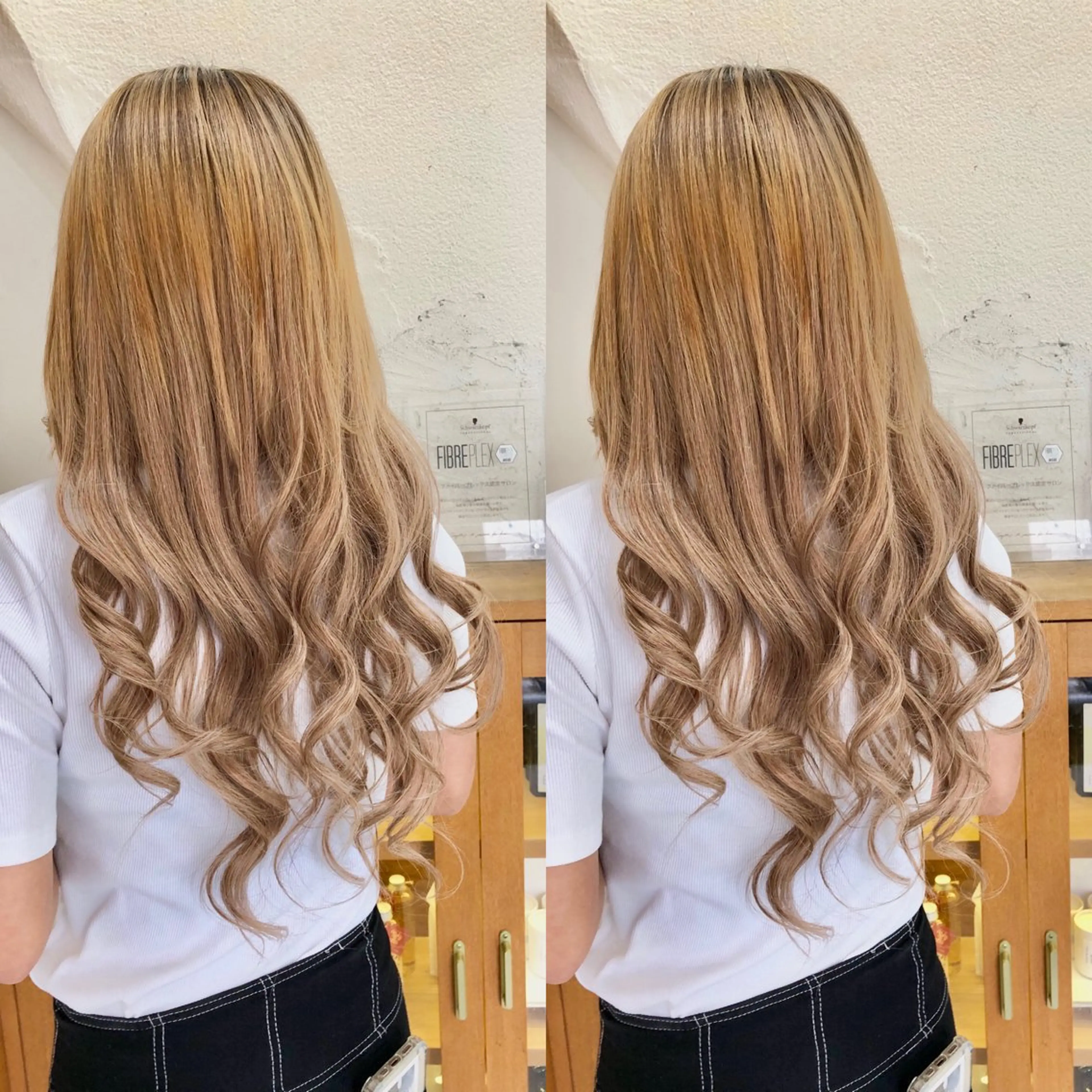 ロング カラー ヘアアレンジ シールエクステ バレイヤージュ ベージュカラー ブリーチ ブラウンカラー alpha. カラーエクステ下妻のヘアスタイル