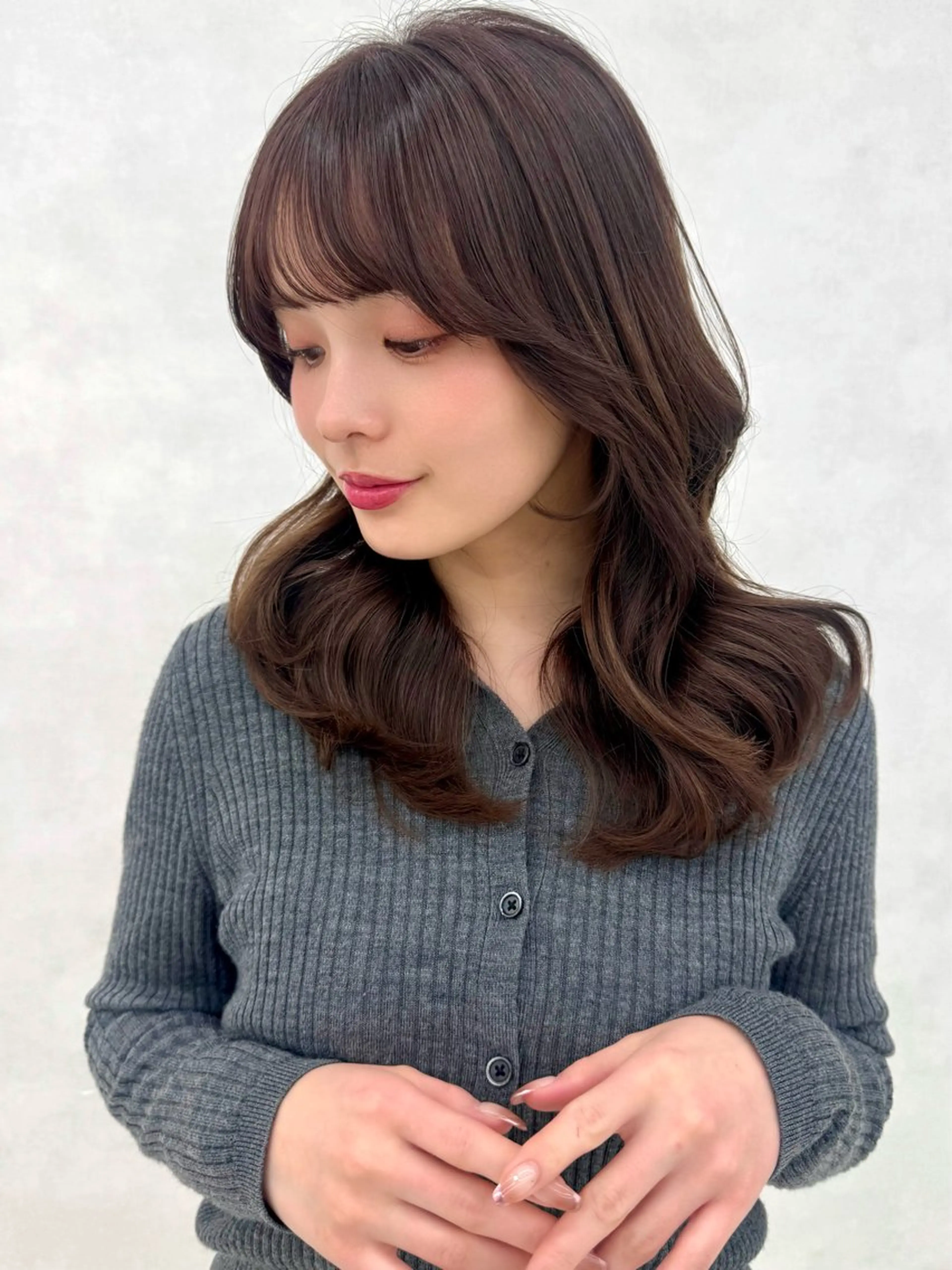 セミロング カラー カット ヘアカラー トリートメント 韓国ヘア🇰🇷透明 感カラー/yui🎀のヘアスタイル