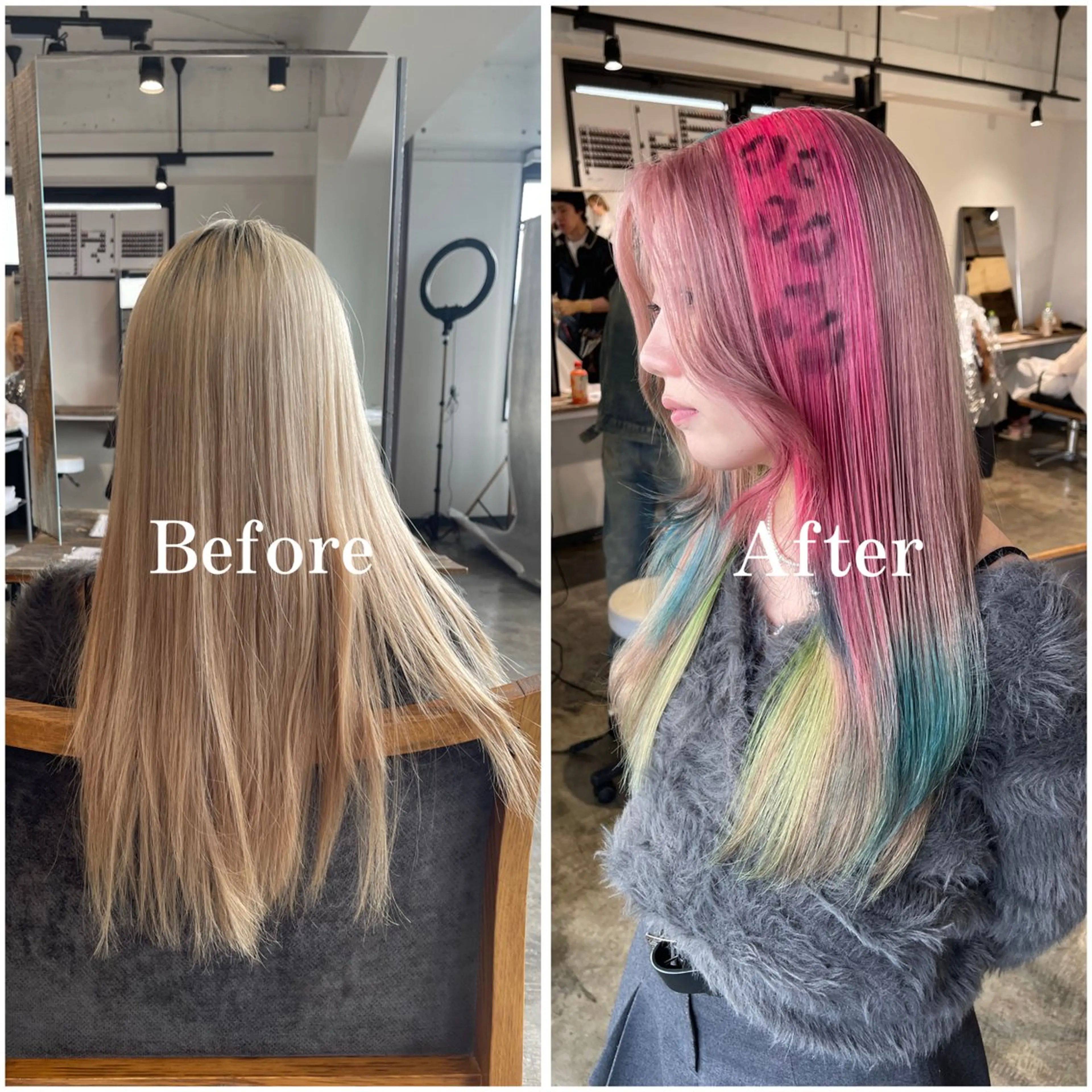 ロング カラー ブリーチ ケアブリーチ デザインカラー 似合わせカット ヘアカラー ムラ修正/ ハイトーン💖Riaのヘアスタイル