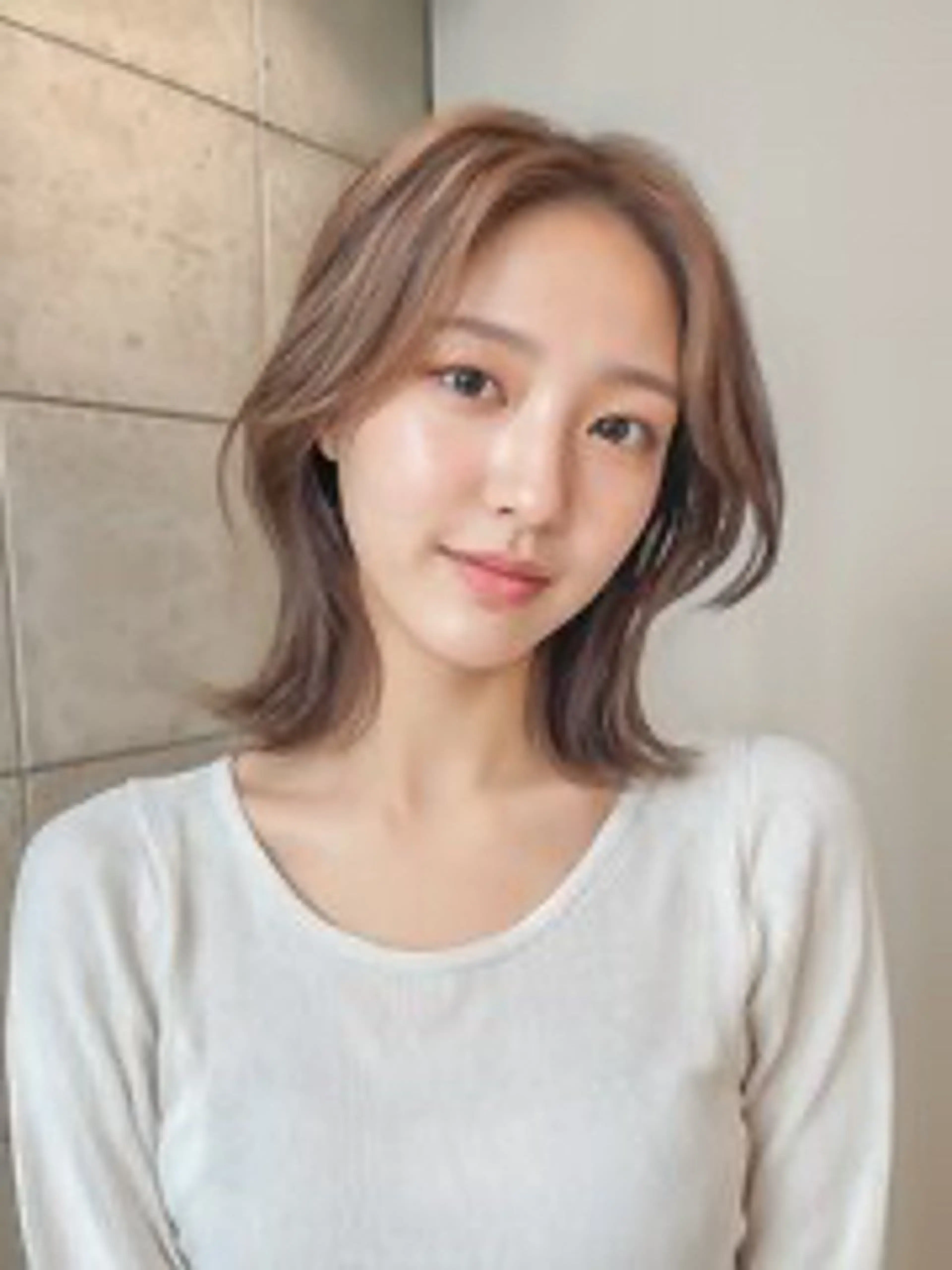 ミディアム カラー ミディアムレイヤー ベージュカラー 透明感カラー くびれヘア 韓国風ヘア カット ヘアカラー freedom garden  岡山駅前店所属・中村 滉太のヘアスタイル