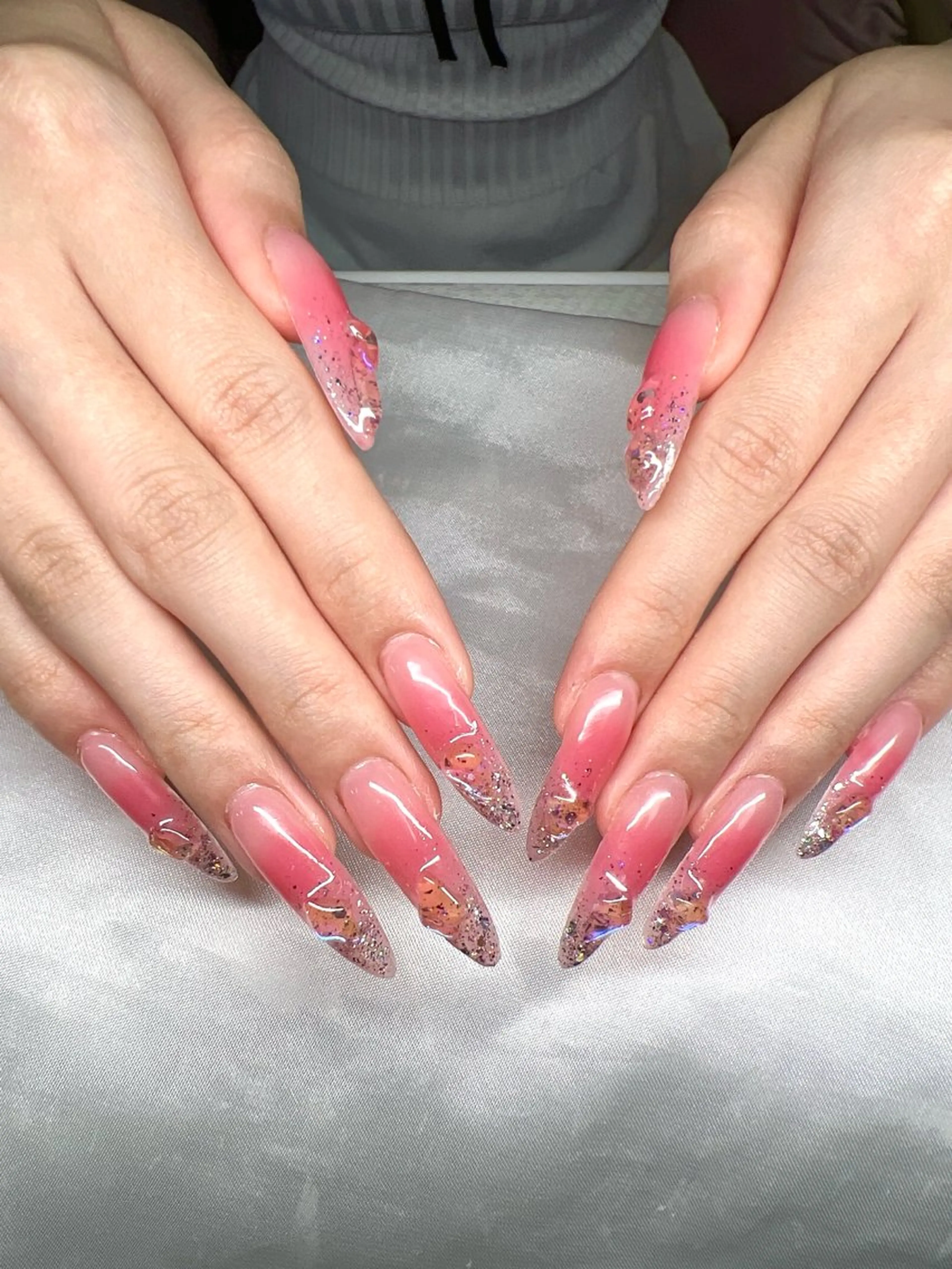 ネイル 長さ出し グラデーション キラキラネイル マグネットネイル ニュアンスネイル Lee Nails チップ長さだし専門店のネイルデザイン