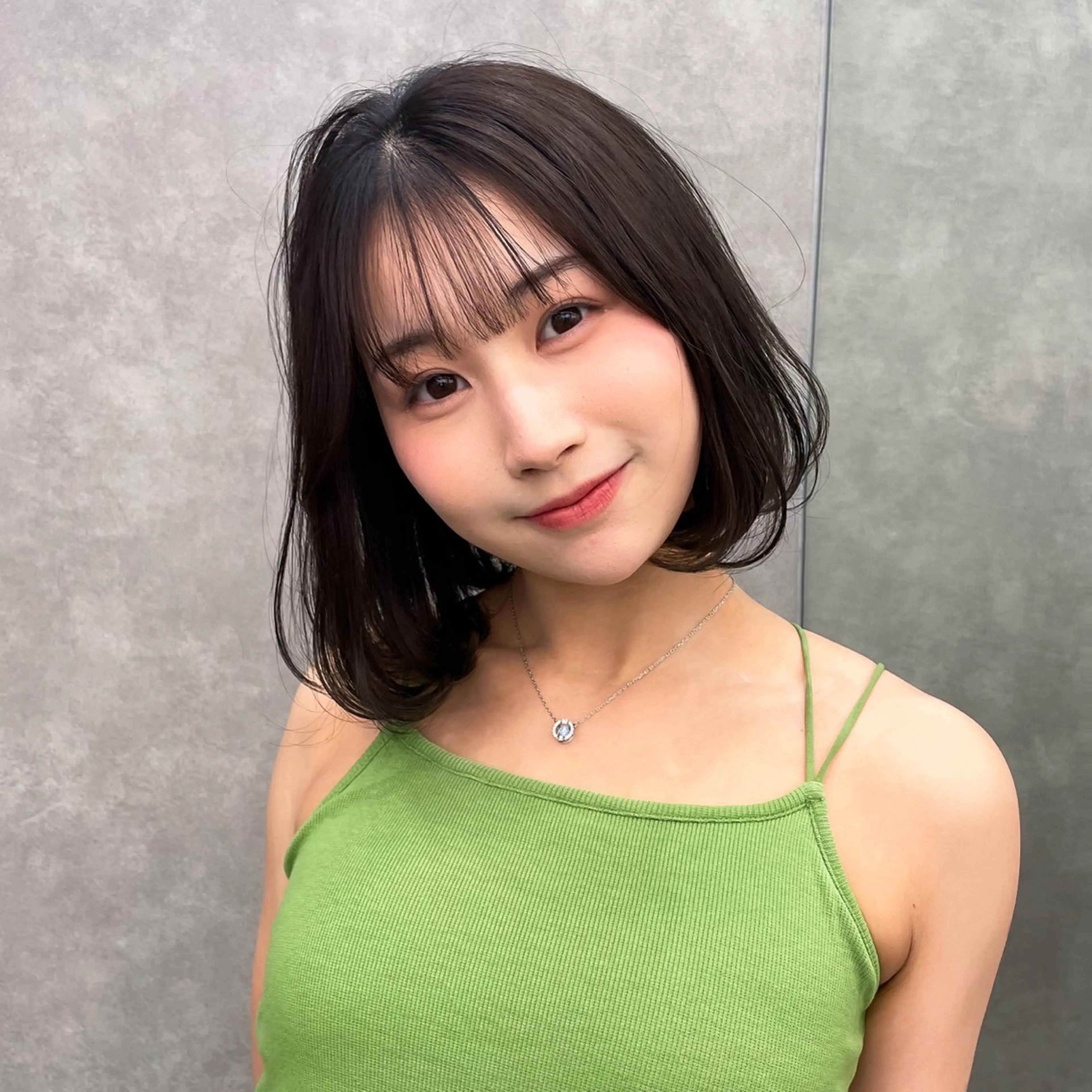 ミディアム パーマ ストンボブ/レイヤー 艶カラー💎ヒデジのヘアスタイル