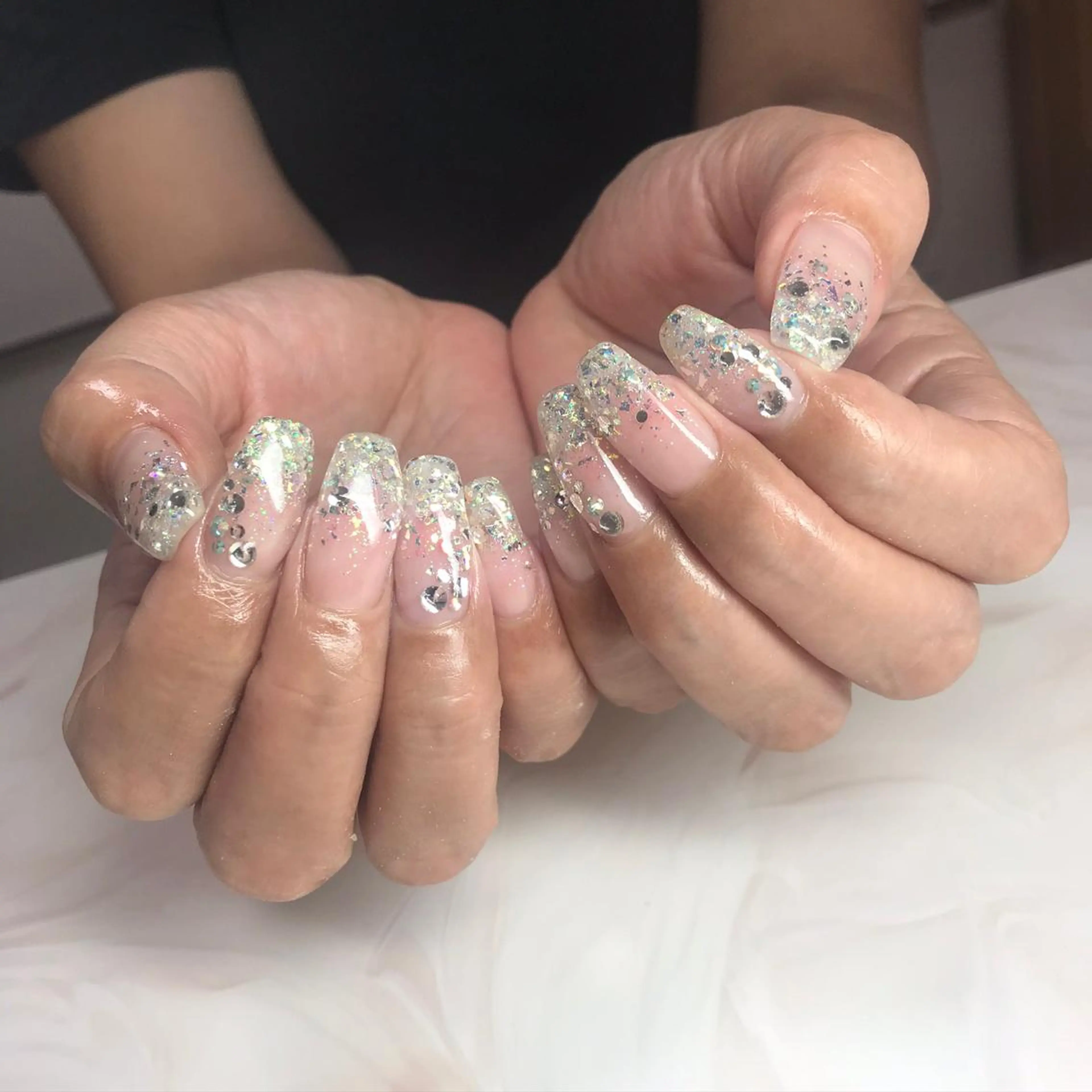 ネイル クリアネイル キラキラネイル ハンドネイル Mnail mayuのネイルデザイン