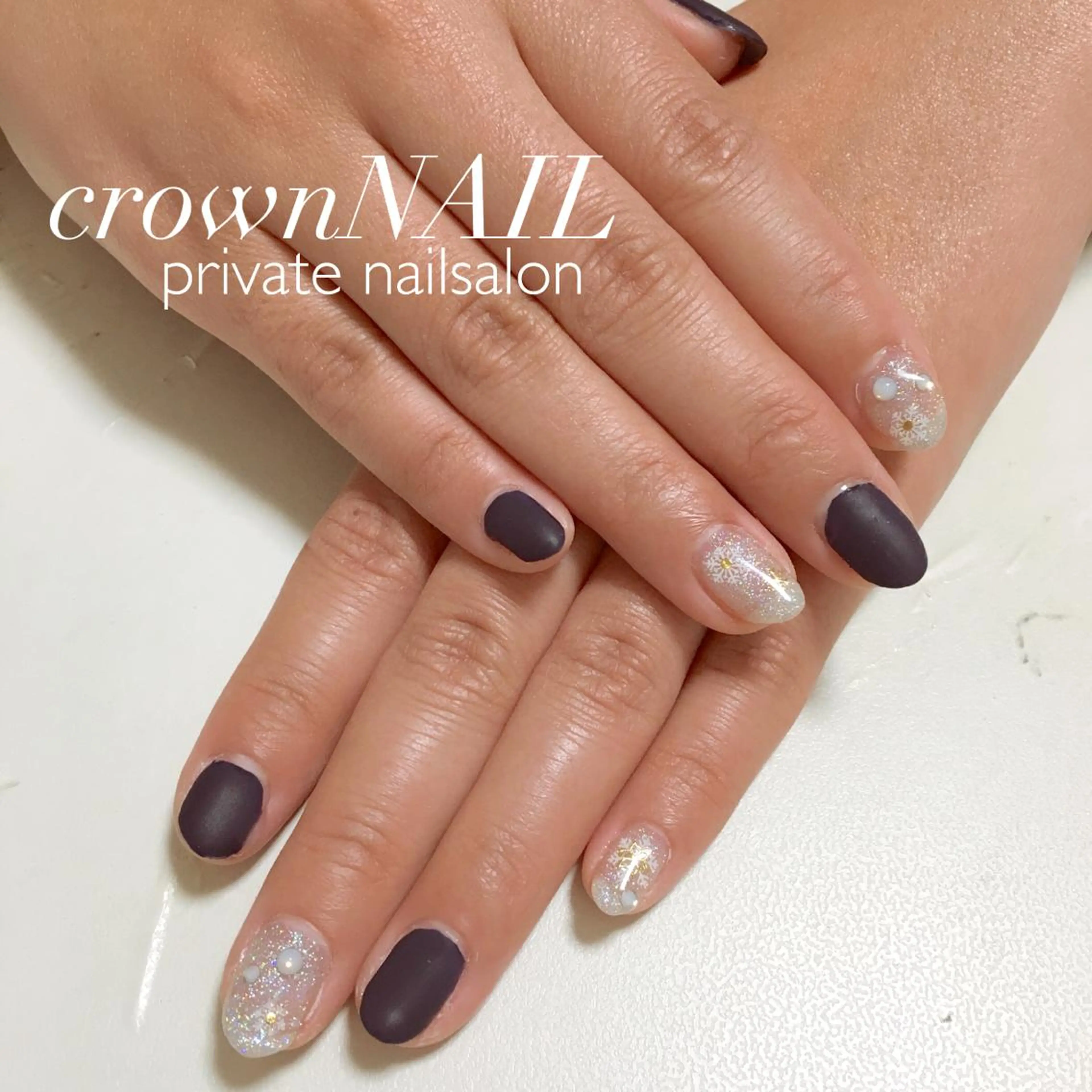 キッズ ネイル マットネイル ネイビー 冬ネイル ensowa✱laf NAILのネイルデザイン