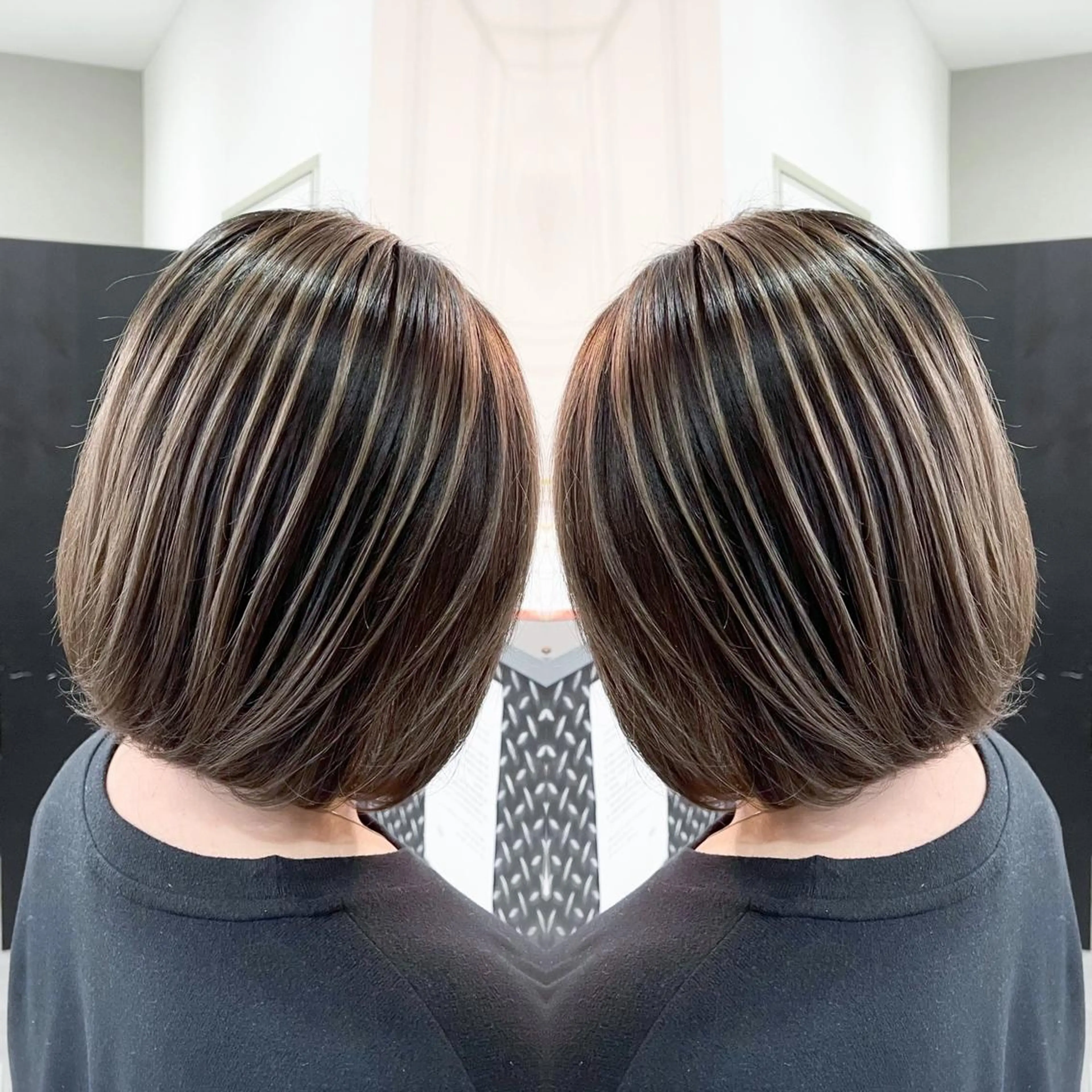 ショート カラー バレイヤージュ デザインカラー ハイライトカラー 外国人風カラー ハイライト アンドウ ユウ/ レイヤーカット/韓国のヘアスタイル