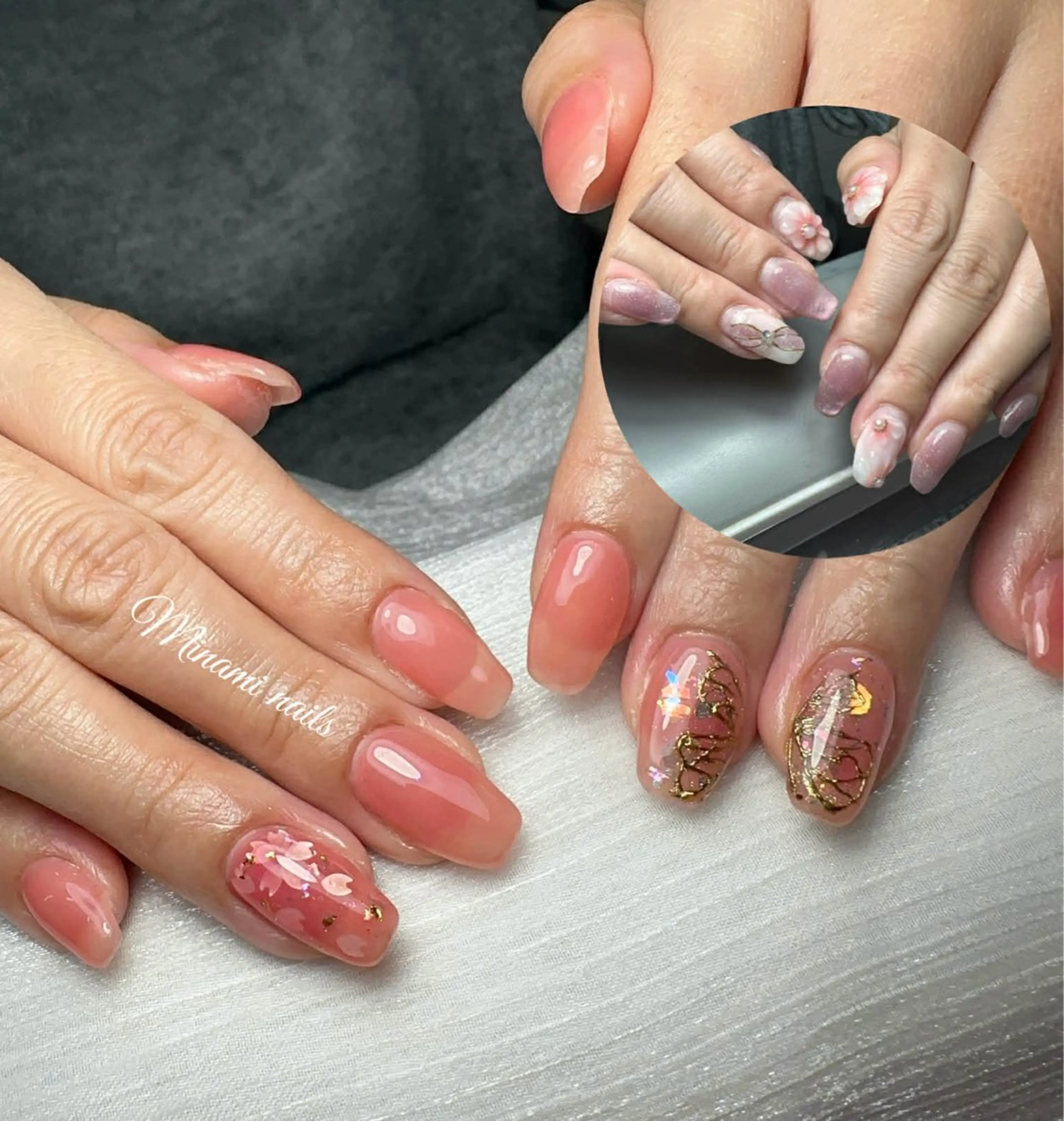 ネイル アートネイル オーロラネイル ガーリー キラキラネイル 韓国ネイル ハンドネイル Minami Nailsのネイルデザイン