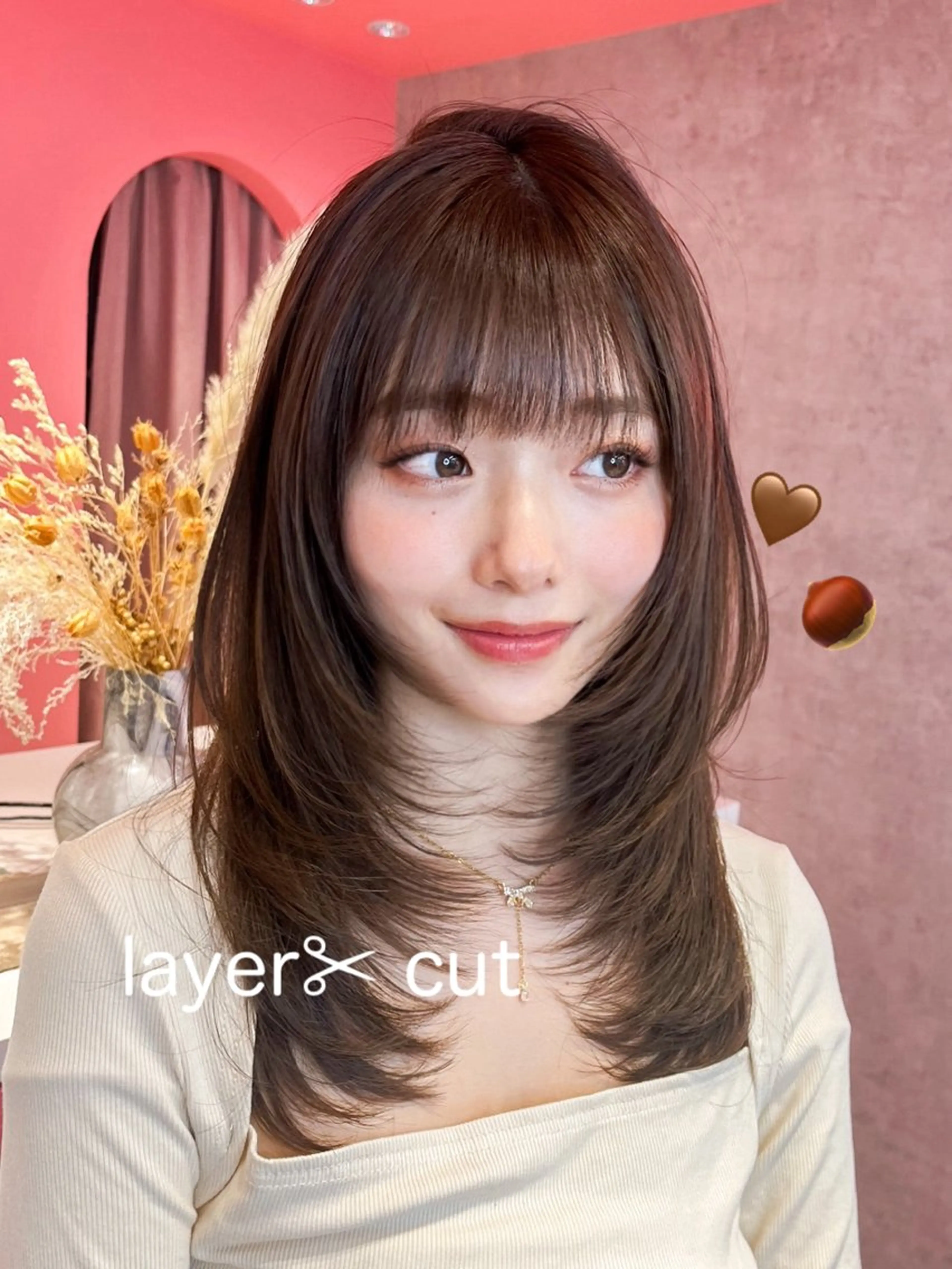 セミロング カラー 山崎/ボブ縮毛矯正 レイヤー髪質改善のヘアスタイル