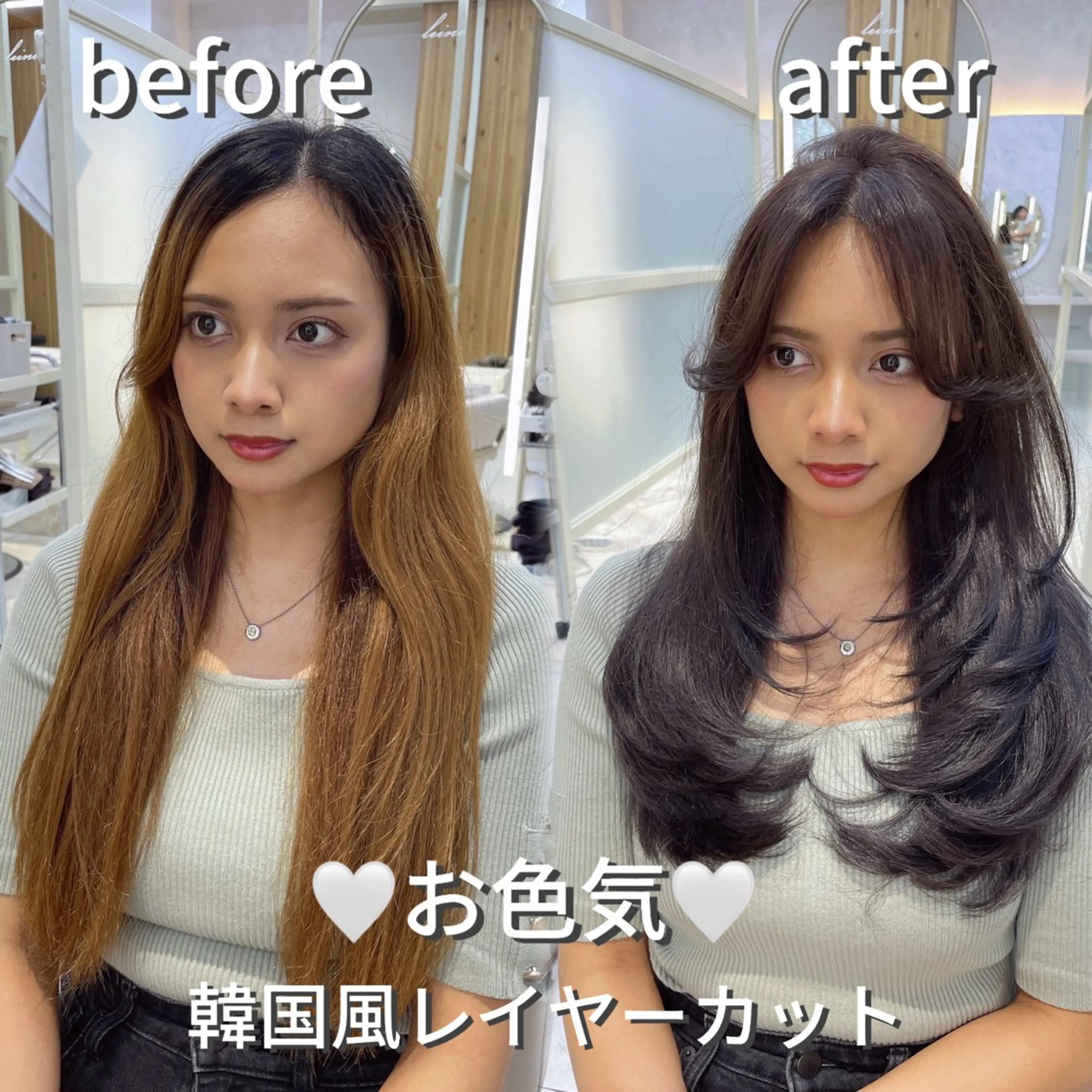 セミロング カット ヘアカラー トリートメント 顔周り/透明感カラー /韓国ヘア/TAKUのヘアスタイル