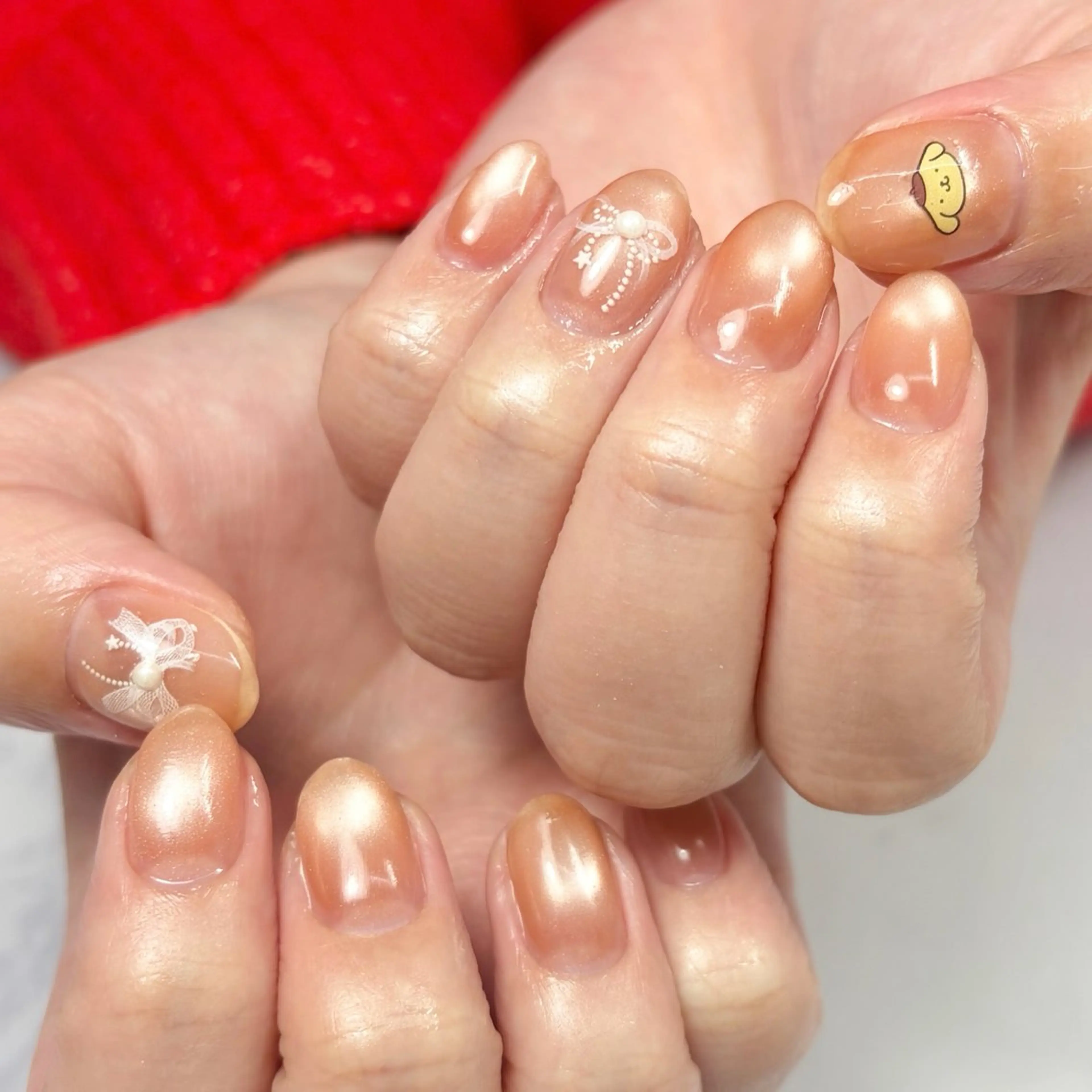 ネイル マグネットネイル オレンジ ハンドネイル GO TODAY シェアサロン 表参道Colore店所属・nailmum jijiのネイルデザイン